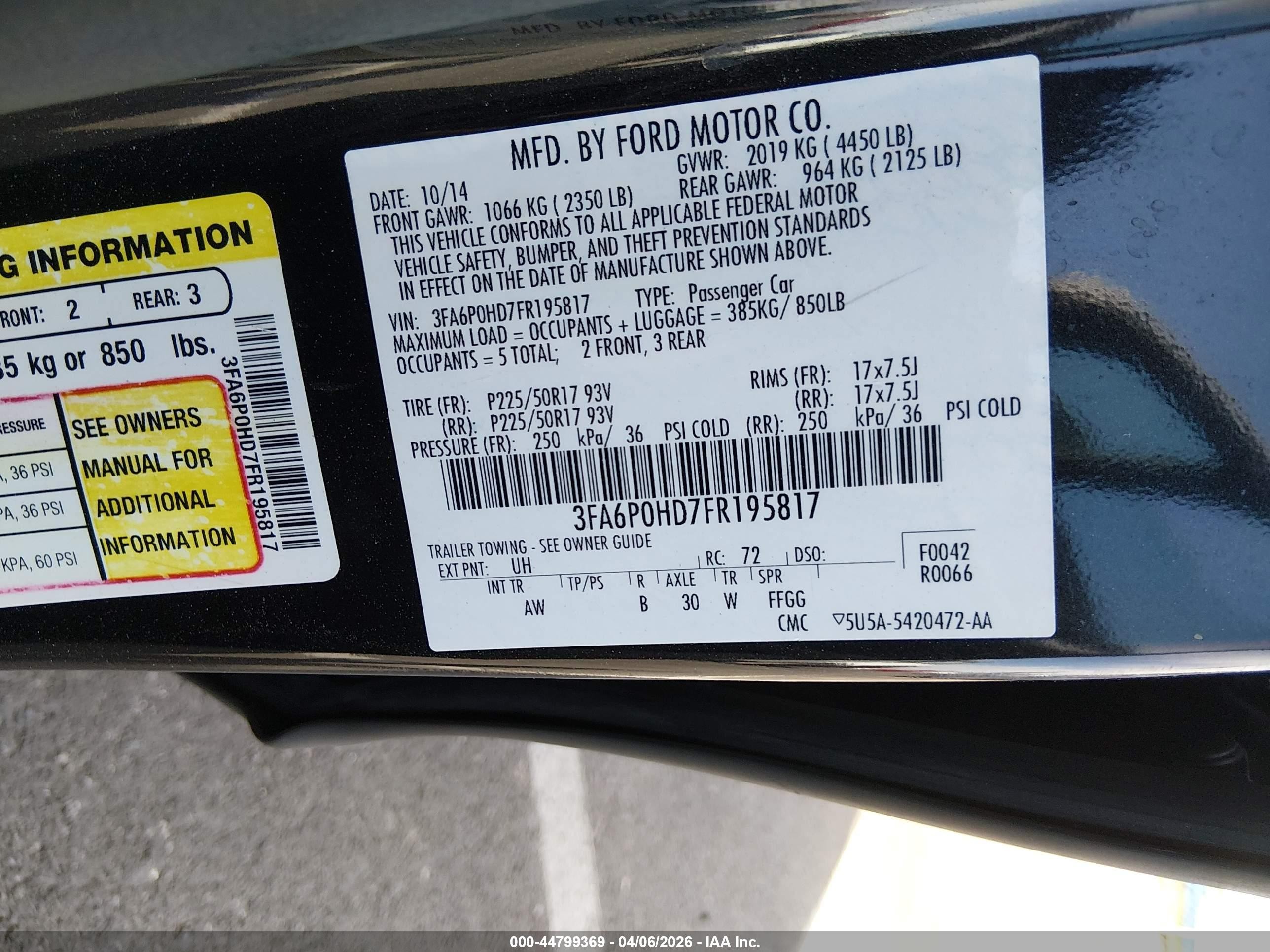 2015 Ford Fusion Se Black vin: 3FA6P0HD7FR195817