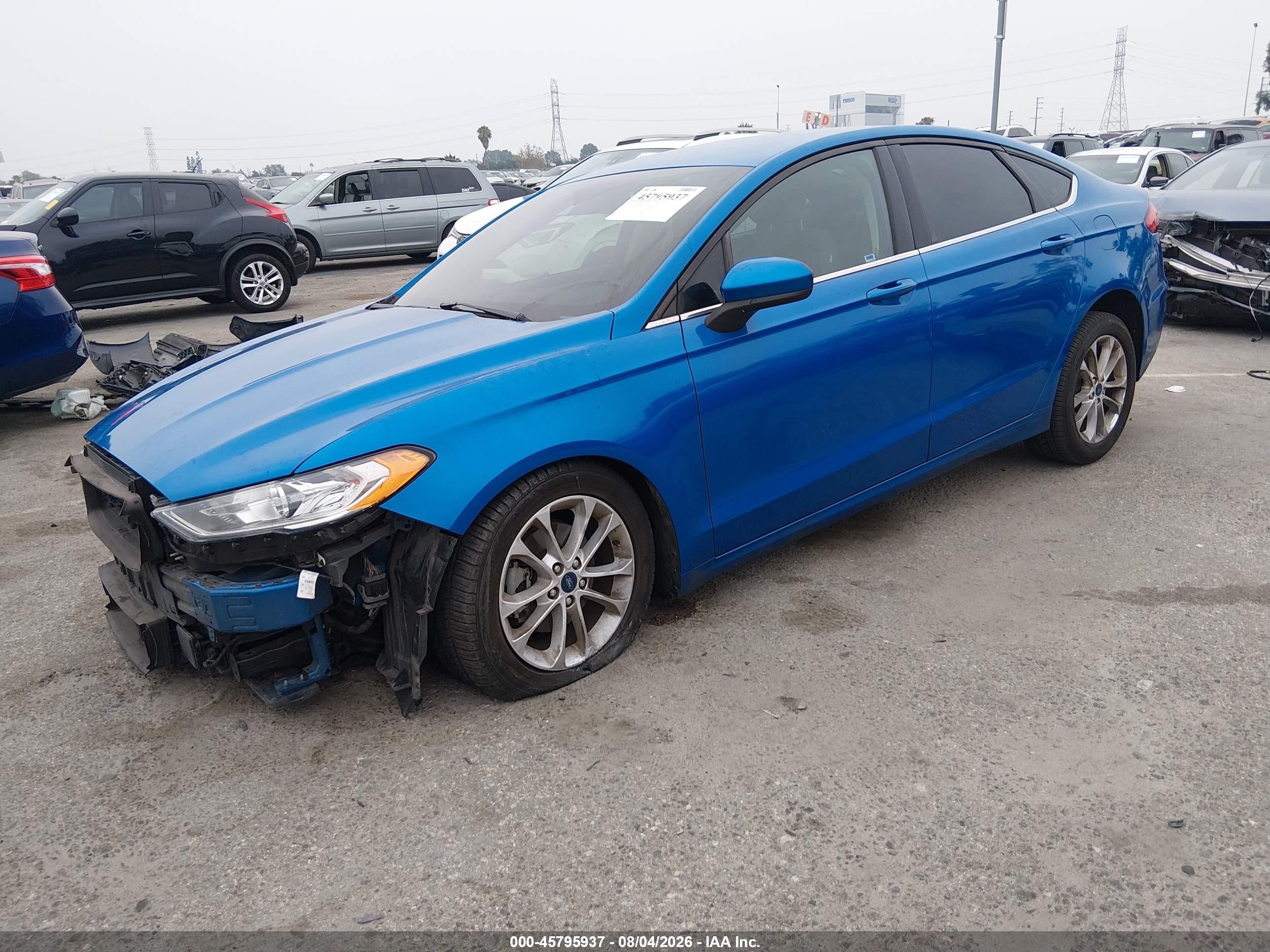 2020 Ford Fusion Se Blue vin: 3FA6P0HD7LR250939