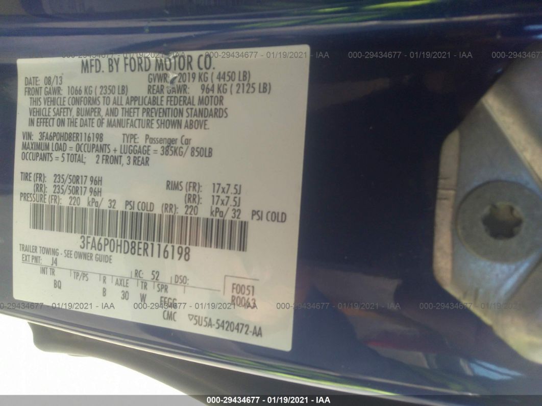 2014 Ford Fusion Se Blue vin: 3FA6P0HD8ER116198