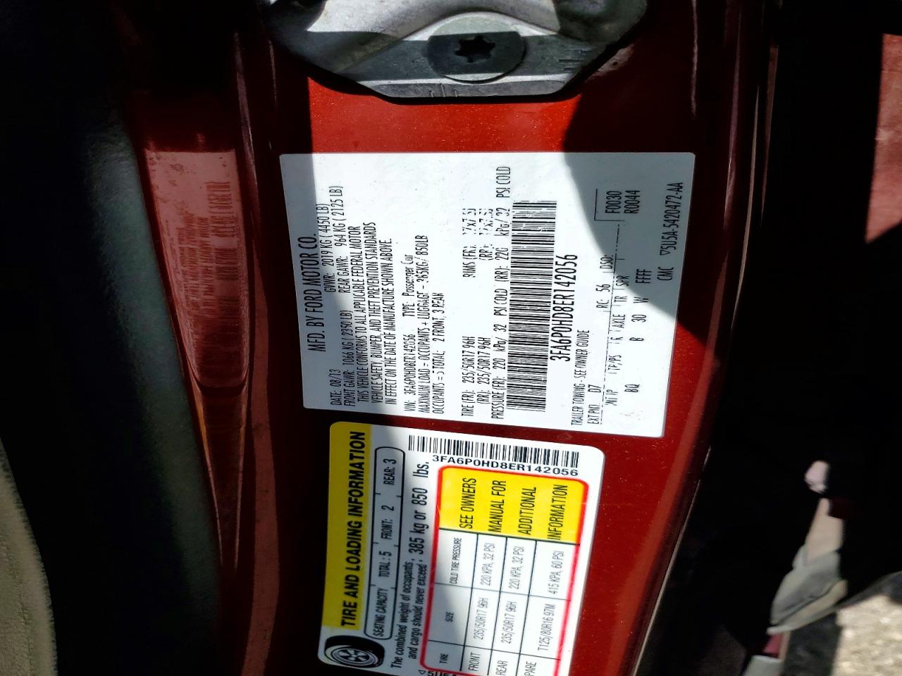 2014 Ford Fusion Se Orange vin: 3FA6P0HD8ER142056