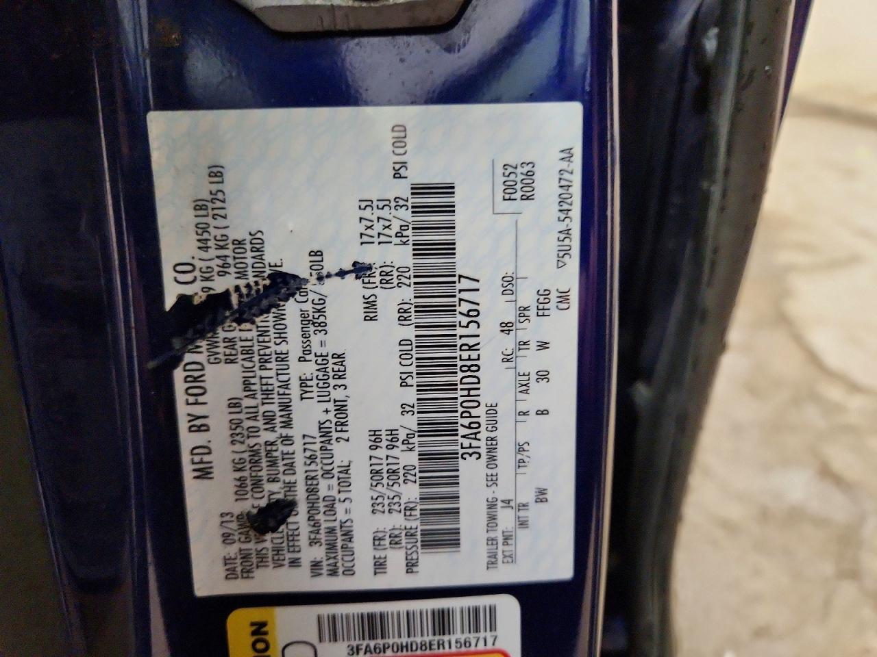 2014 Ford Fusion Se Blue vin: 3FA6P0HD8ER156717