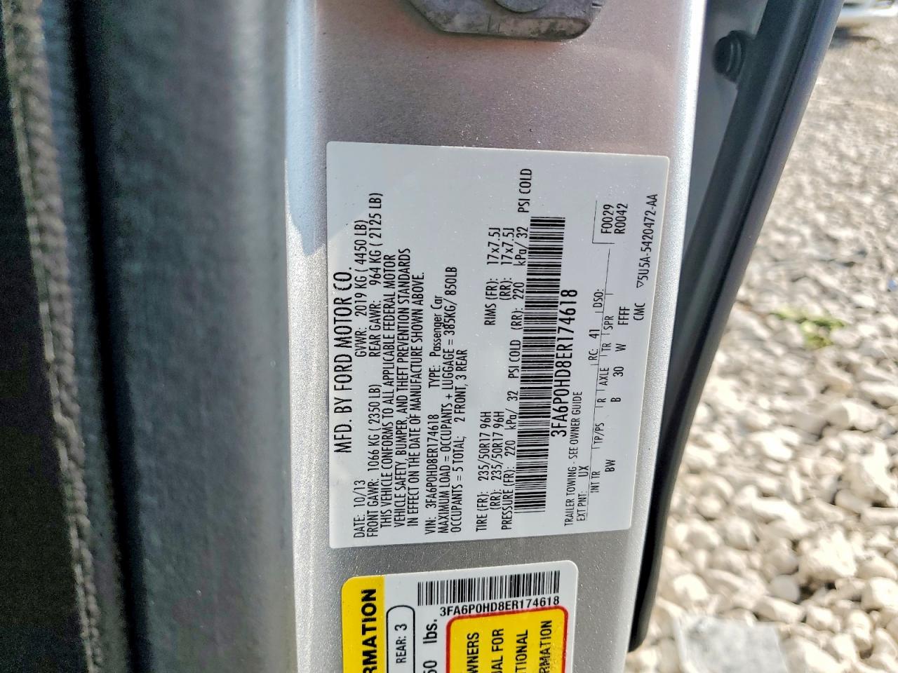 2014 Ford Fusion Se Silver vin: 3FA6P0HD8ER174618