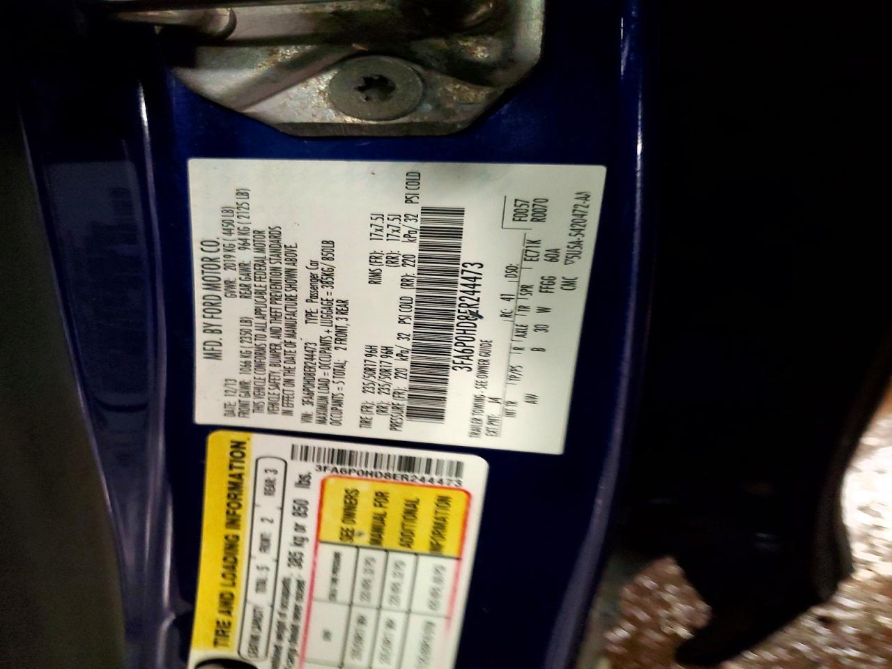 2014 Ford Fusion Se Blue vin: 3FA6P0HD8ER244473