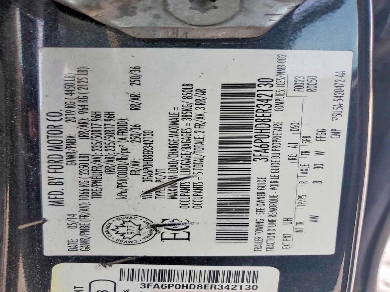 2014 Ford Fusion Se Черный vin: 3FA6P0HD8ER342130
