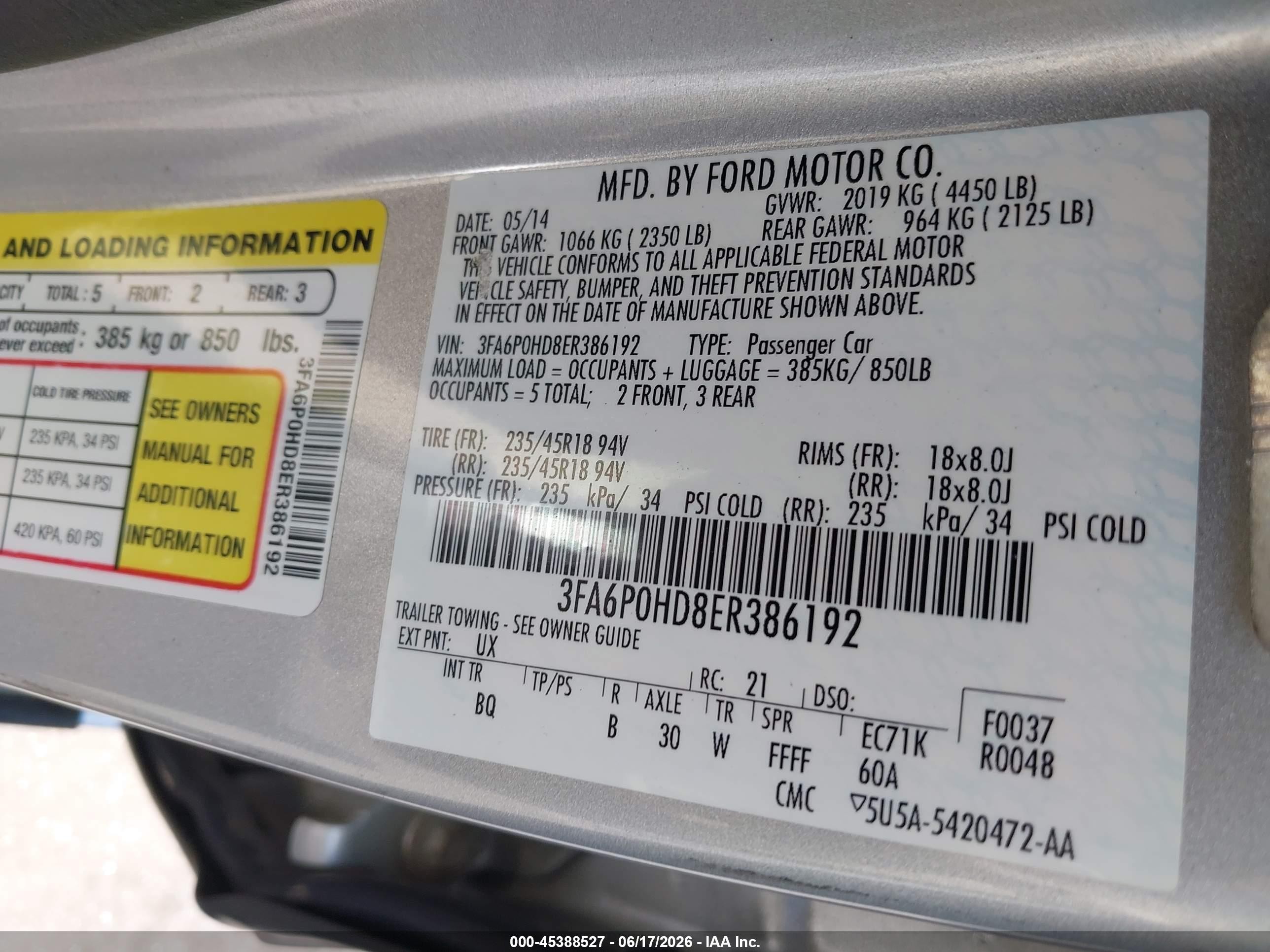 2014 Ford Fusion Se Silver vin: 3FA6P0HD8ER386192