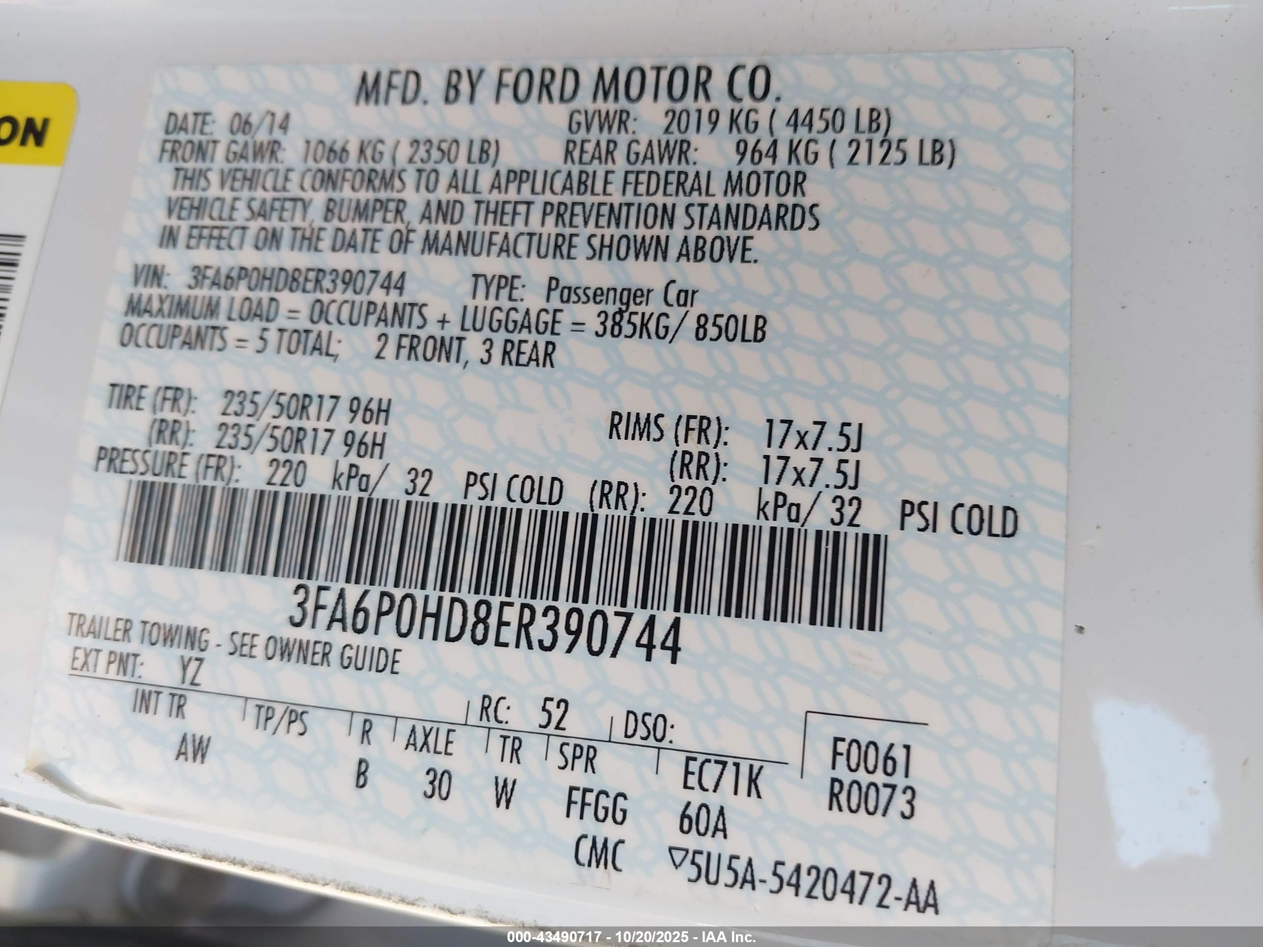 2014 Ford Fusion Se White vin: 3FA6P0HD8ER390744