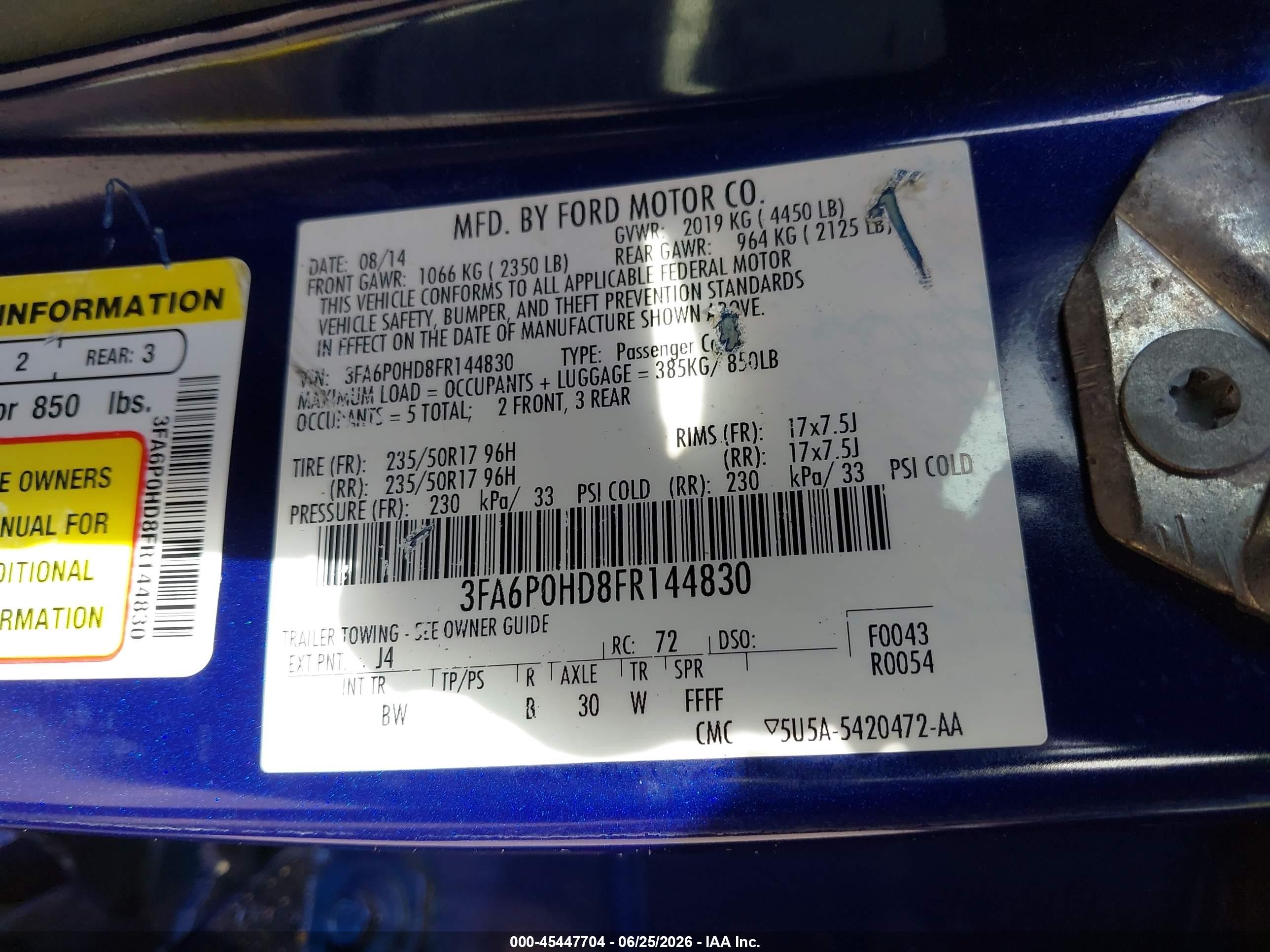2015 Ford Fusion Se Blue vin: 3FA6P0HD8FR144830