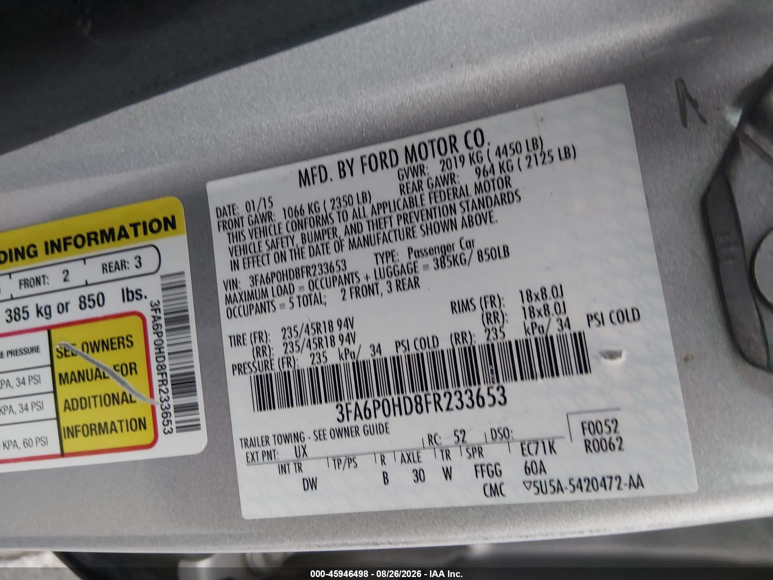 2015 Ford Fusion Se Серебряный vin: 3FA6P0HD8FR233653