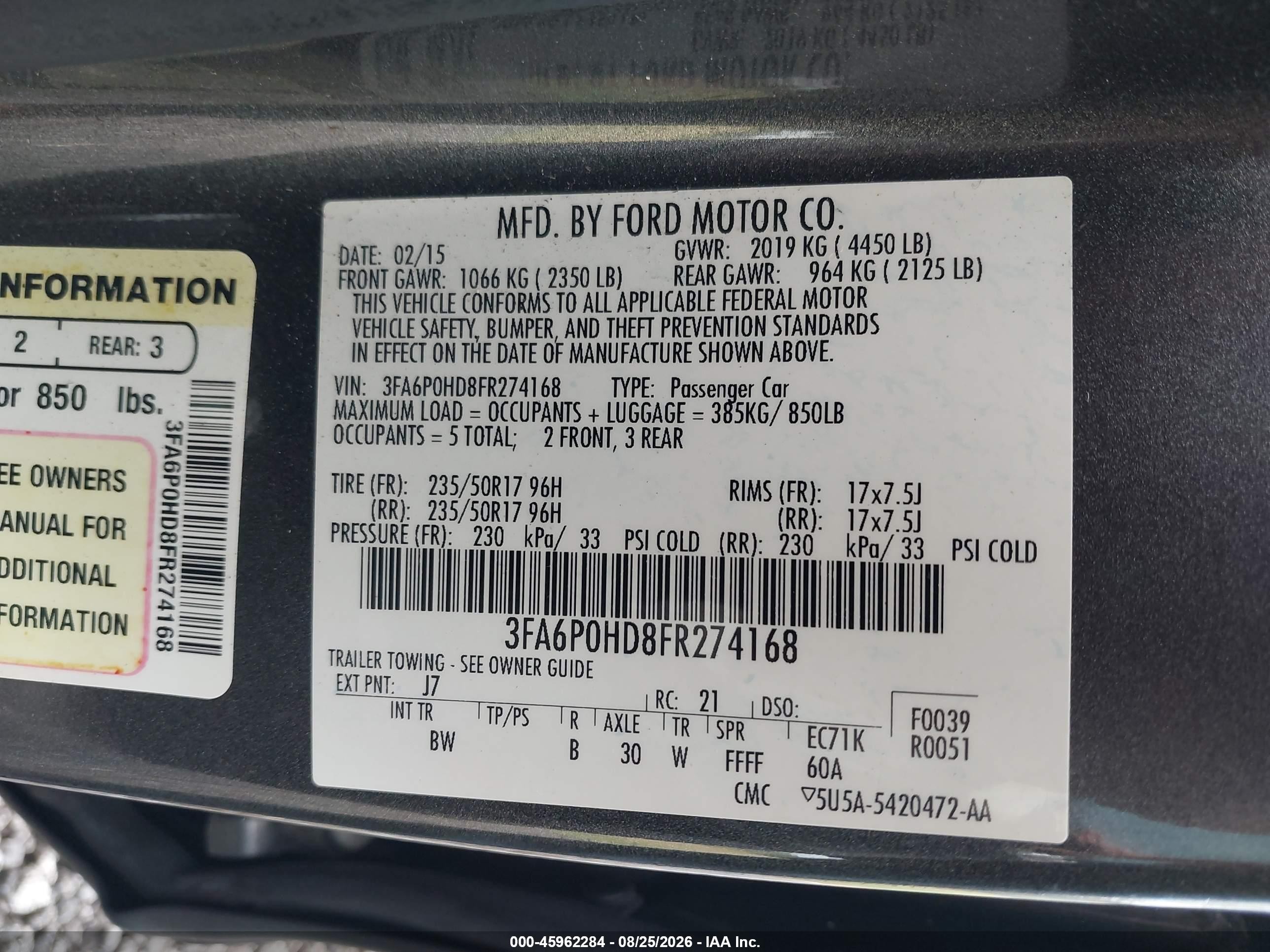 2015 Ford Fusion Se Gray vin: 3FA6P0HD8FR274168