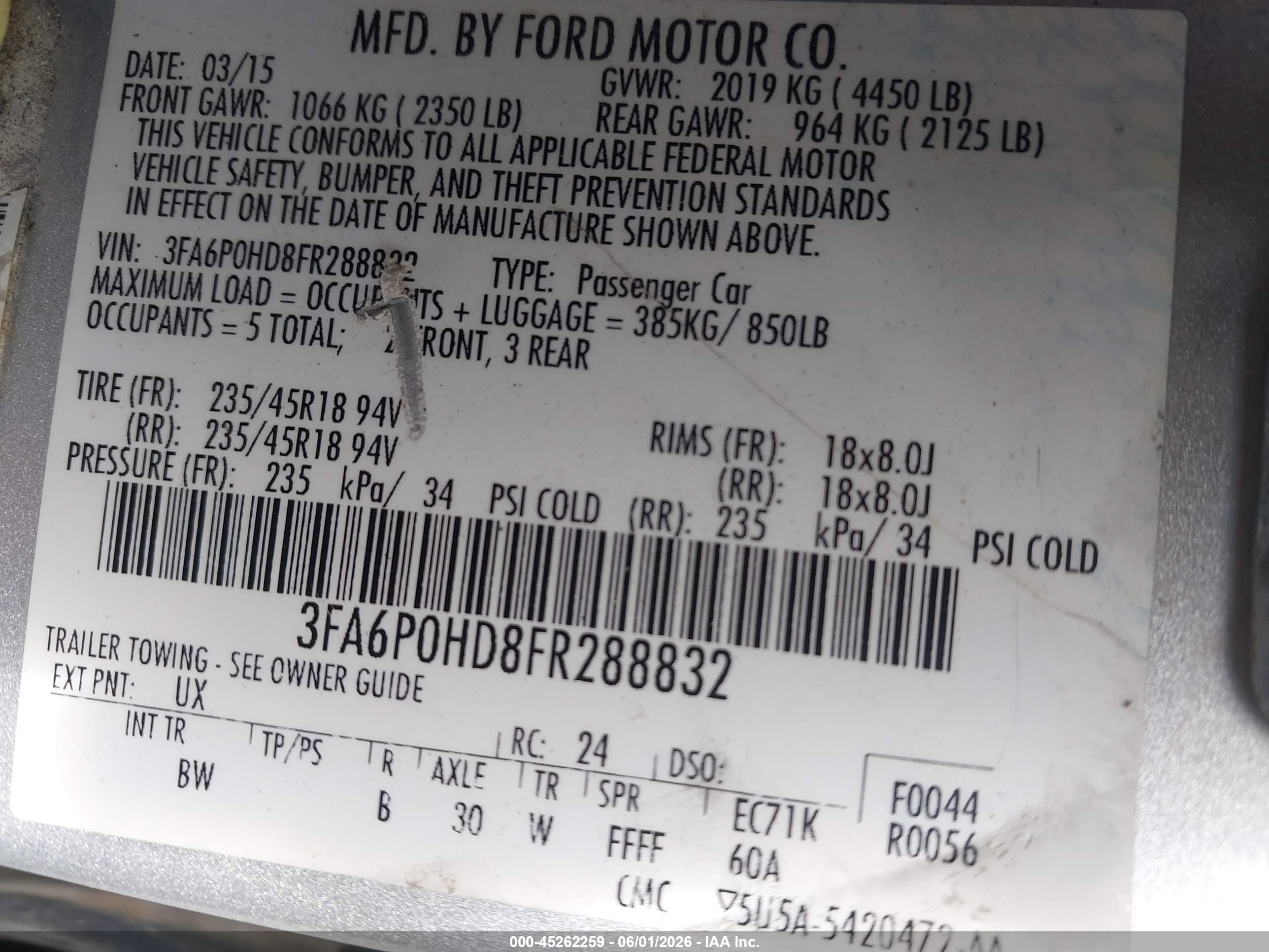 2015 Ford Fusion Se Silver vin: 3FA6P0HD8FR288832
