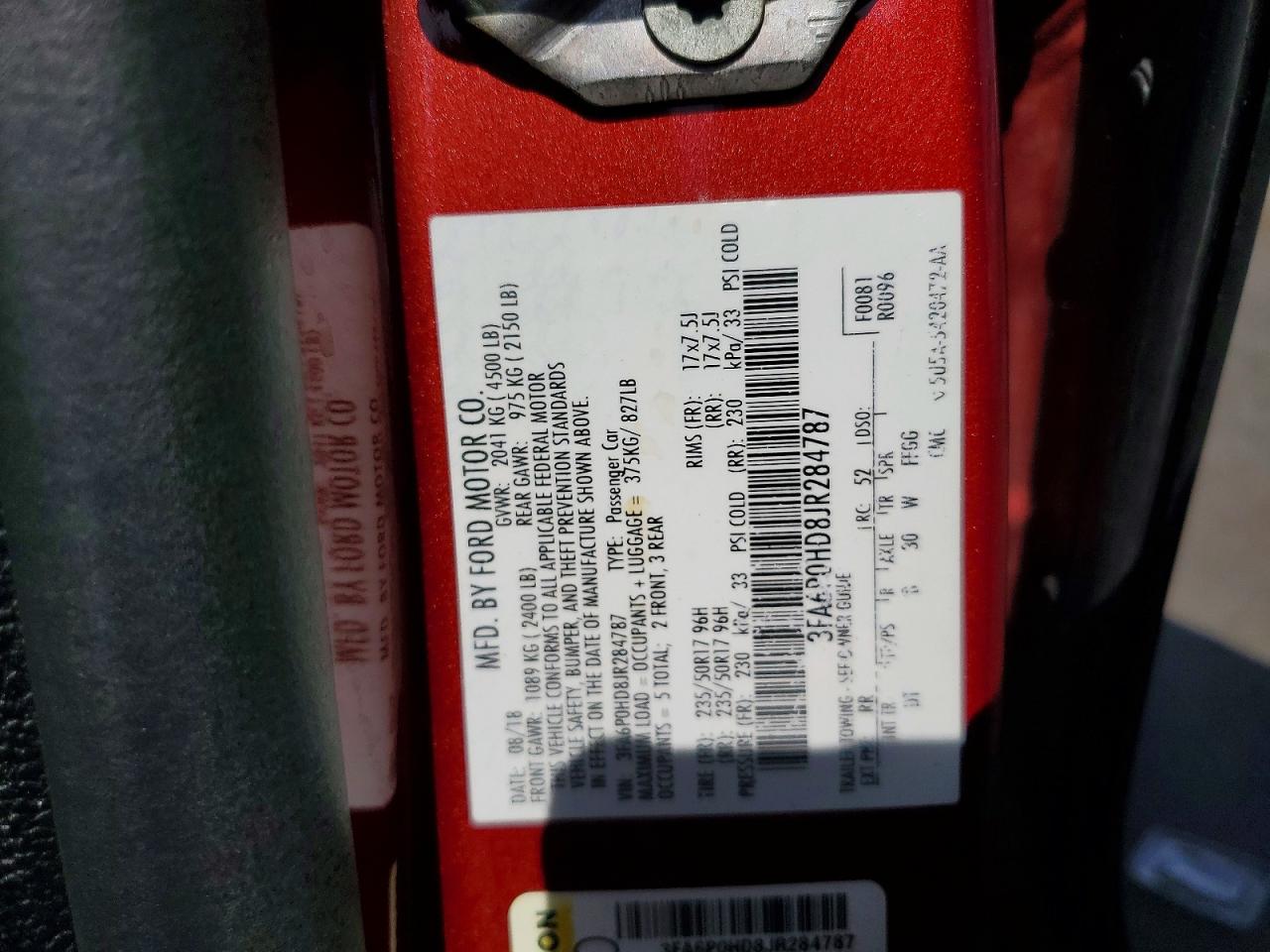 2018 Ford Fusion Se Red vin: 3FA6P0HD8JR284787