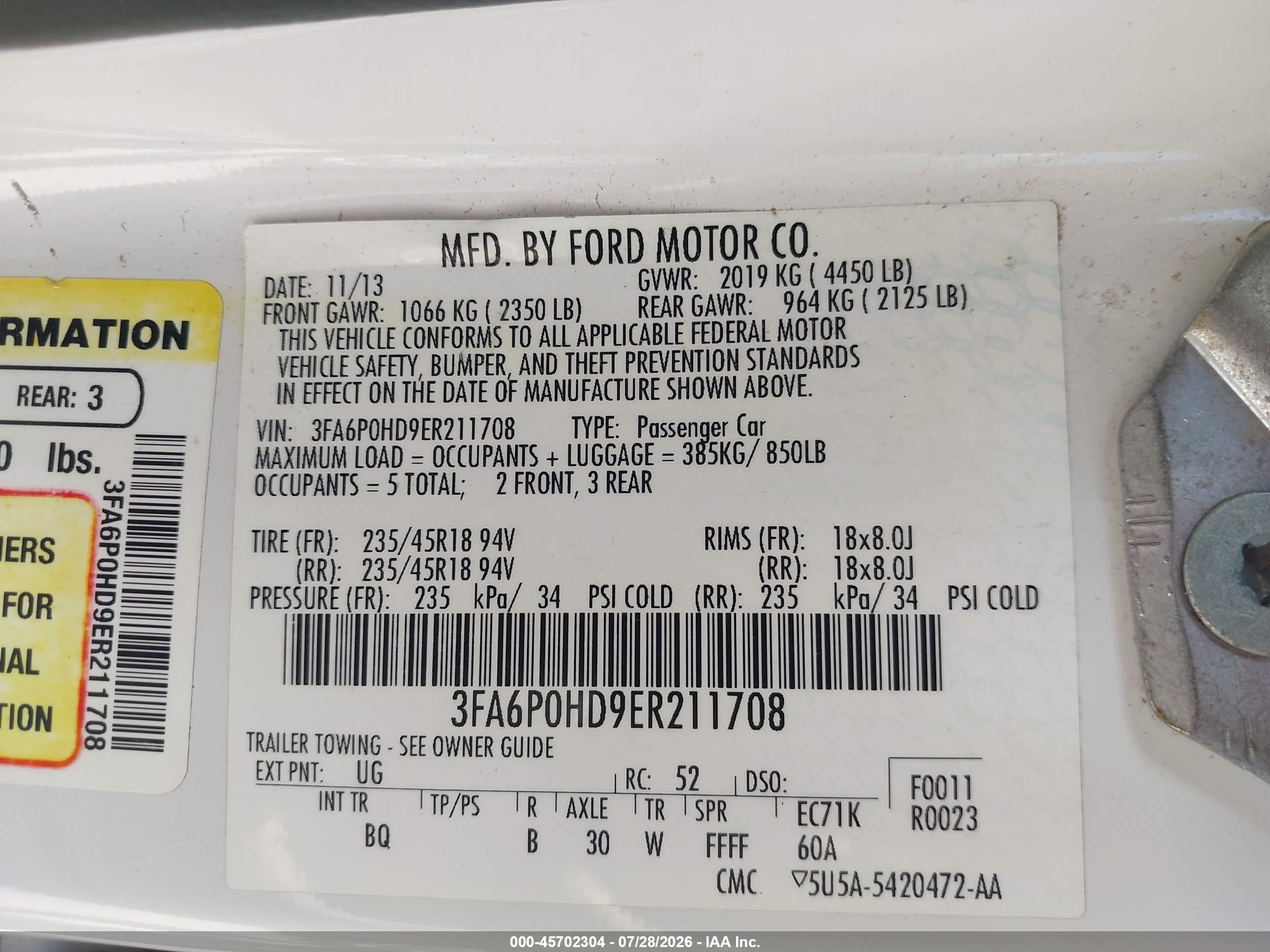 2014 Ford Fusion Se White vin: 3FA6P0HD9ER211708