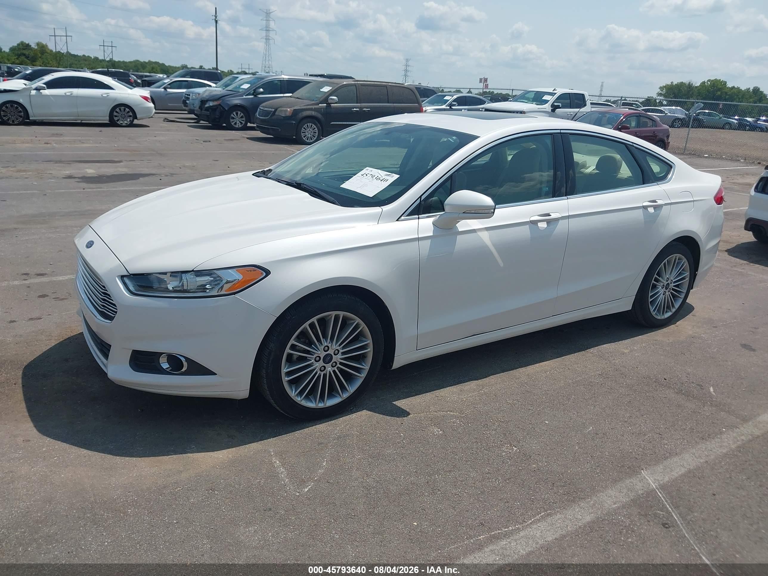 2014 Ford Fusion Se White vin: 3FA6P0HD9ER238777