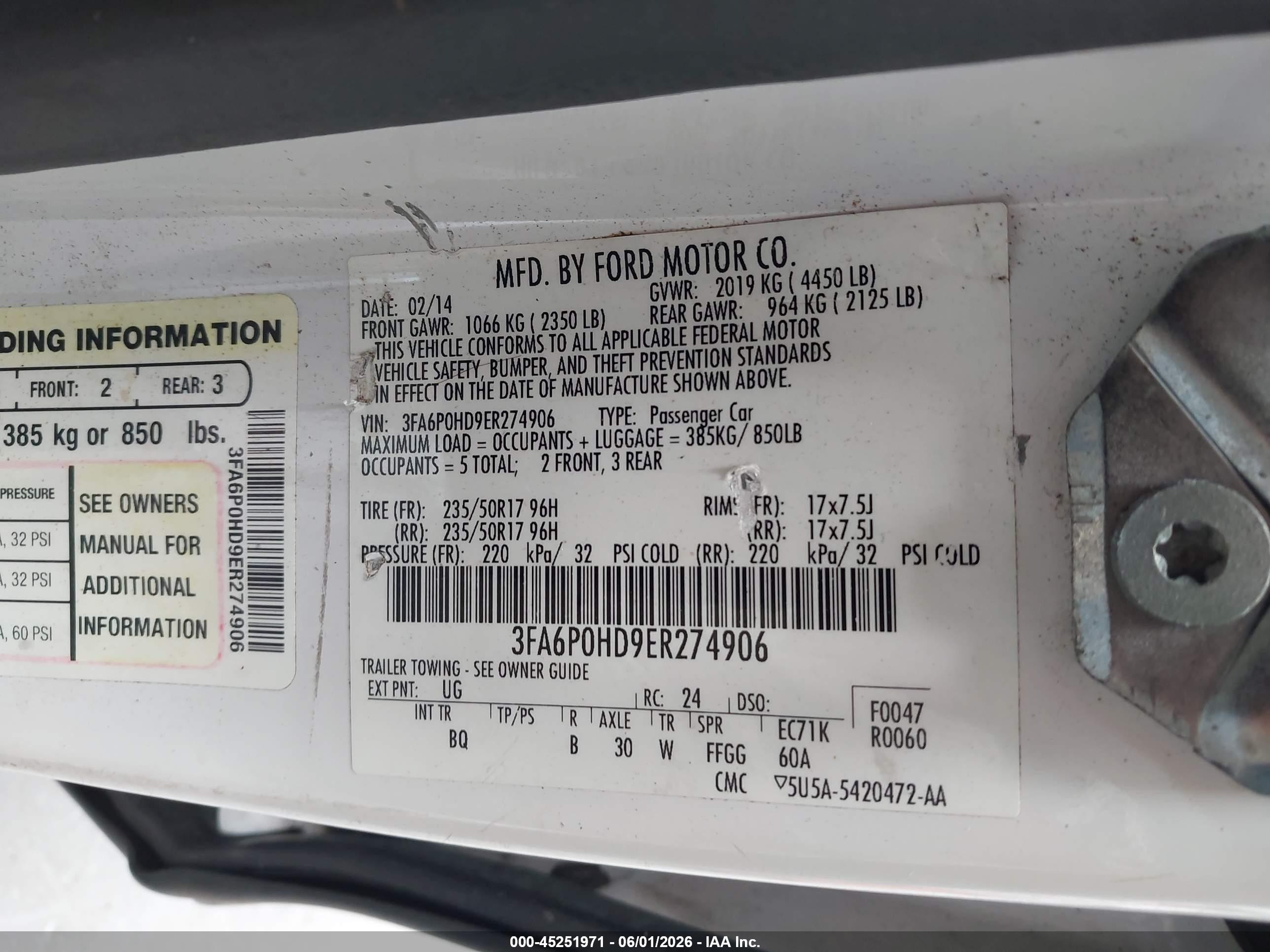 2014 Ford Fusion Se White vin: 3FA6P0HD9ER274906