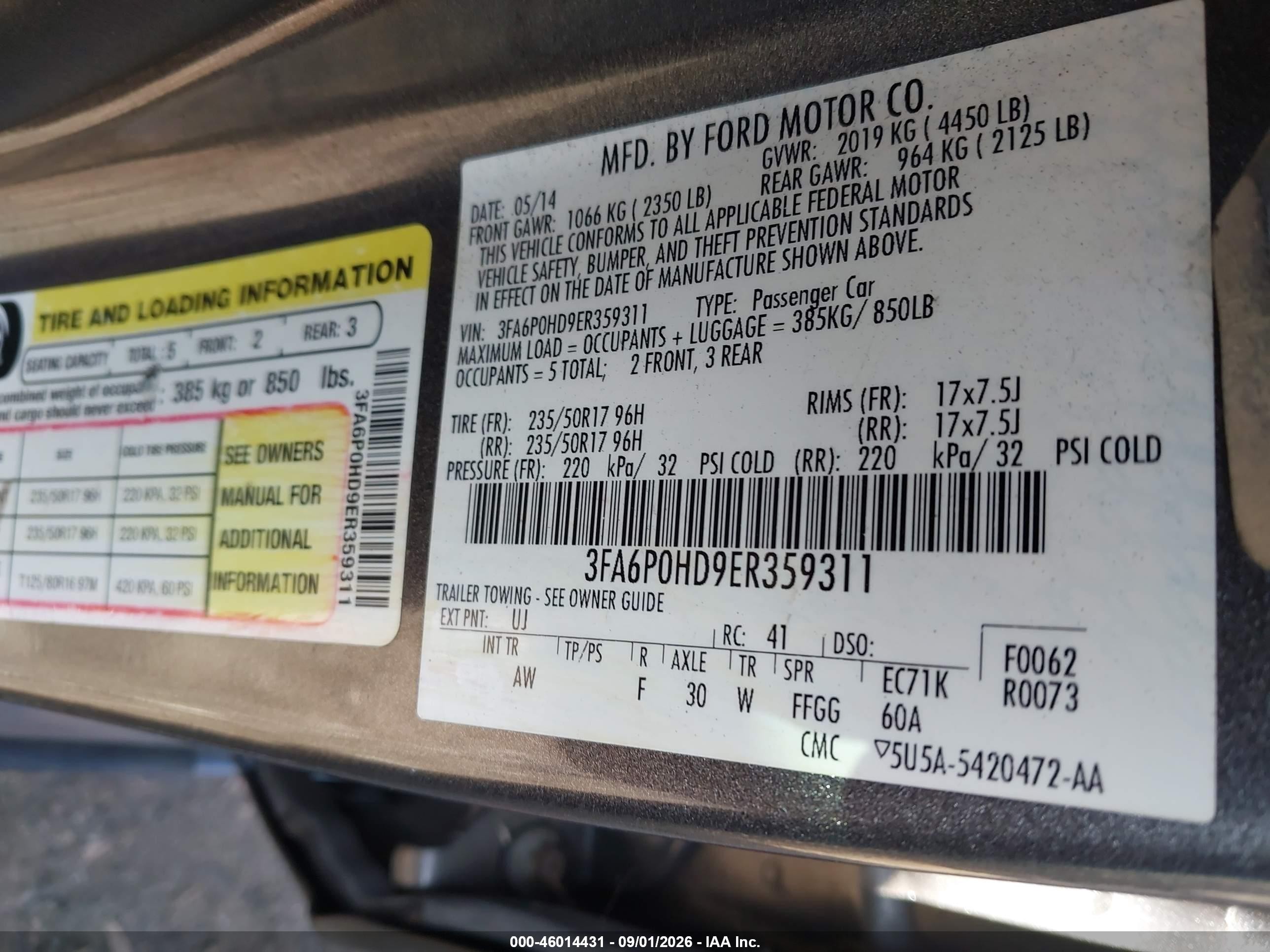 2014 Ford Fusion Se Gray vin: 3FA6P0HD9ER359311