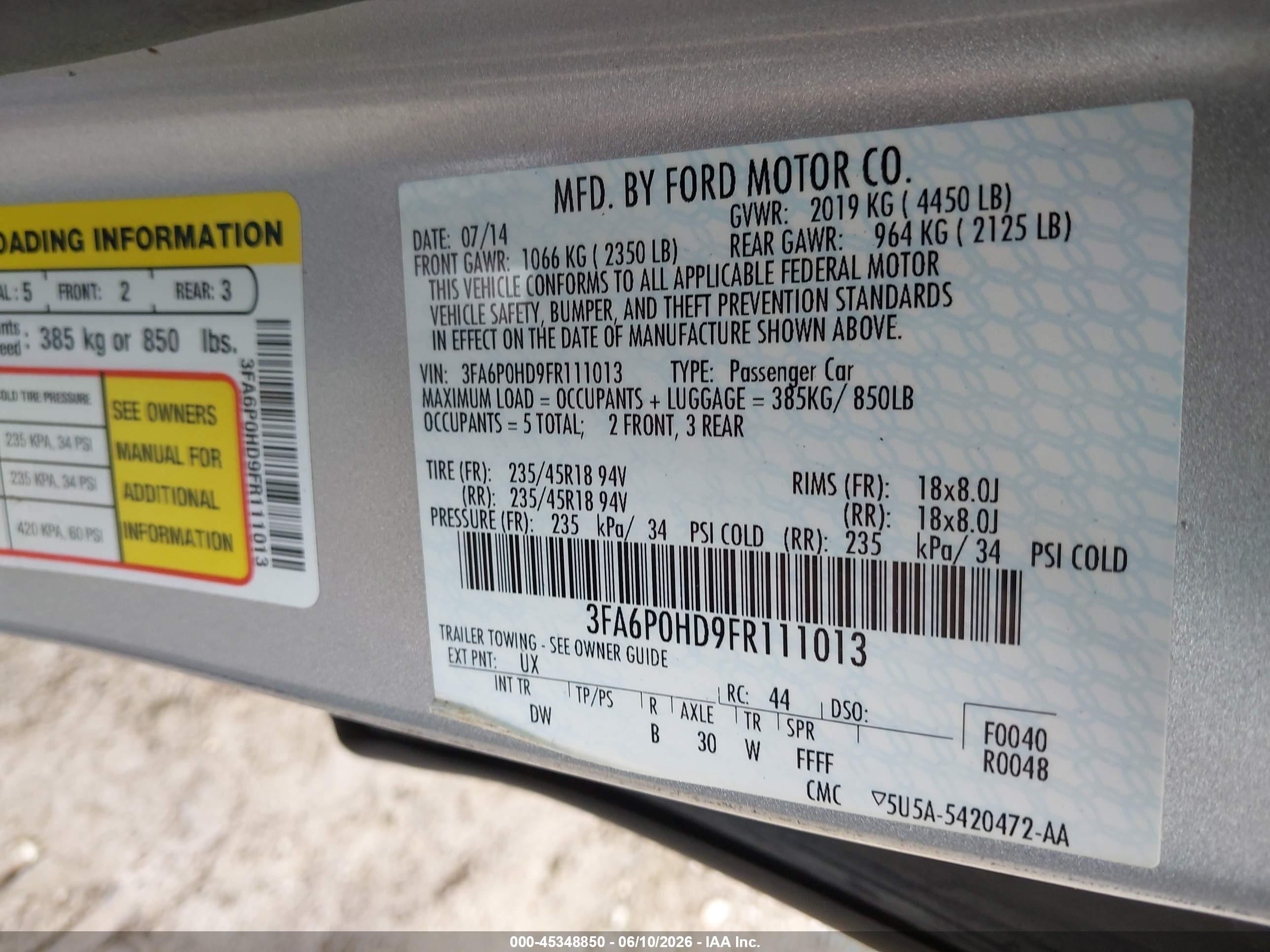 2015 Ford Fusion Se Gray vin: 3FA6P0HD9FR111013