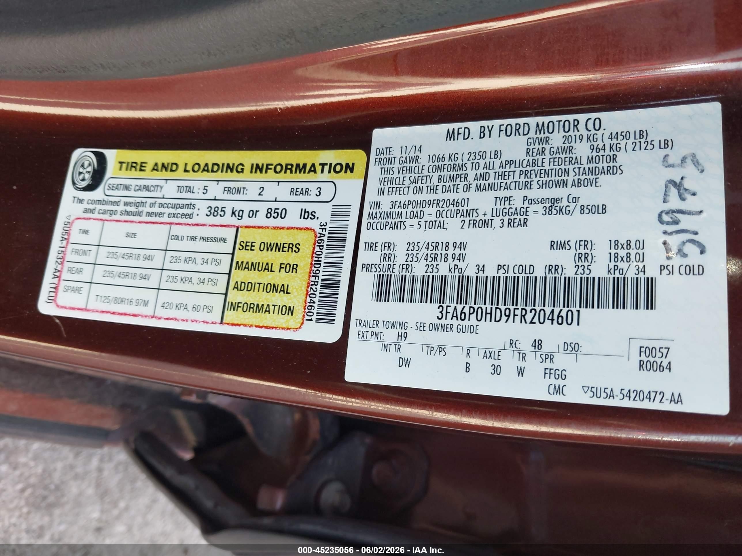 2015 Ford Fusion Se Maroon vin: 3FA6P0HD9FR204601
