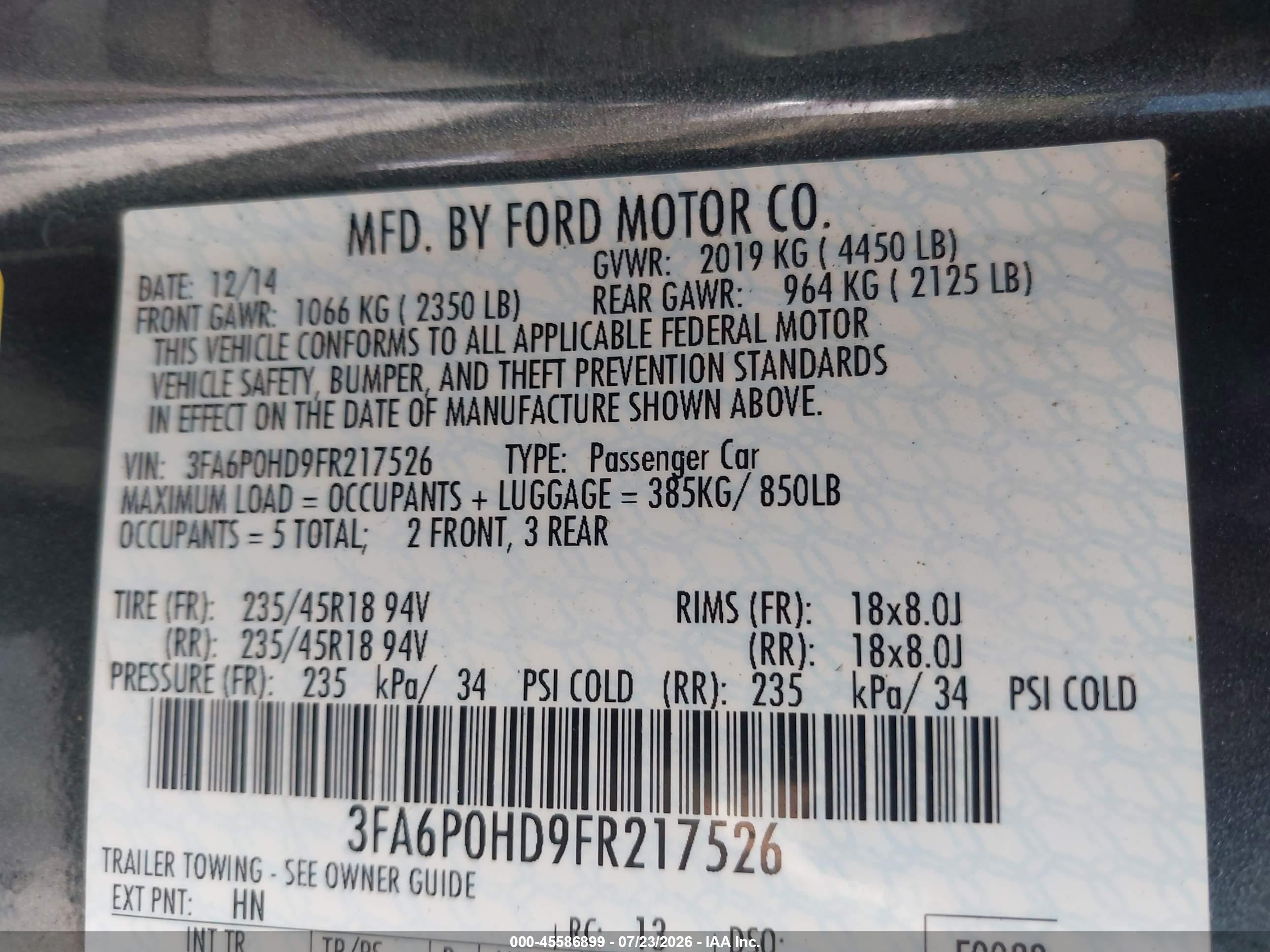 2015 Ford Fusion Se Gray vin: 3FA6P0HD9FR217526