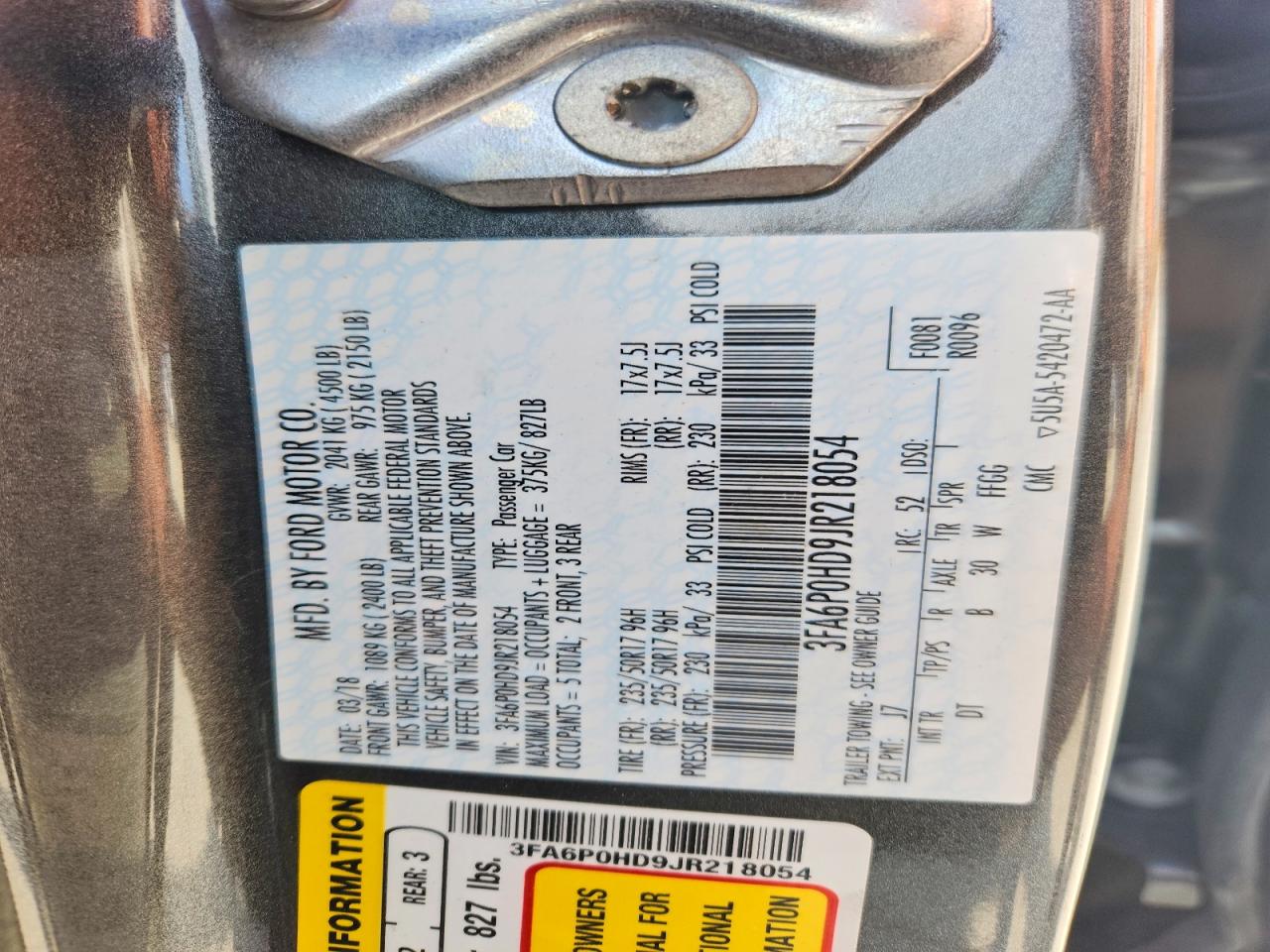 2018 Ford Fusion Se Gray vin: 3FA6P0HD9JR218054