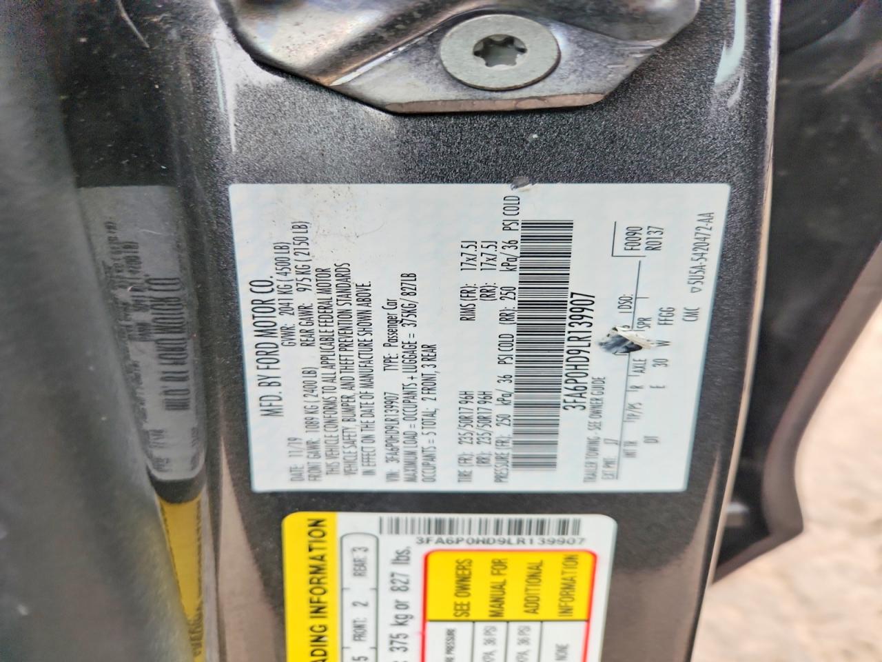 2020 Ford Fusion Se Gray vin: 3FA6P0HD9LR139907