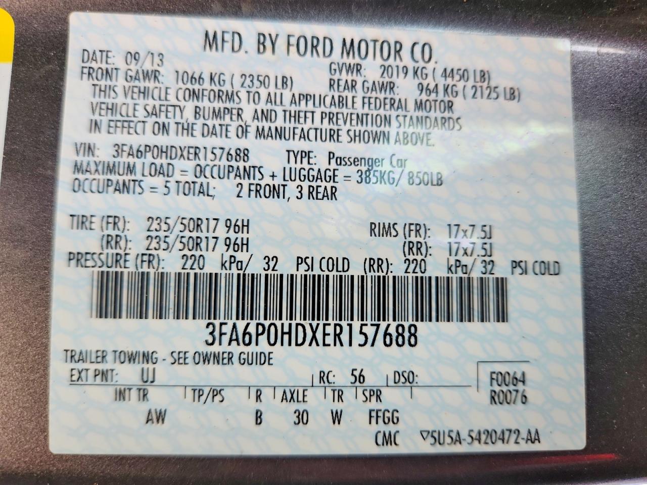 2014 Ford Fusion Se Gray vin: 3FA6P0HDXER157688