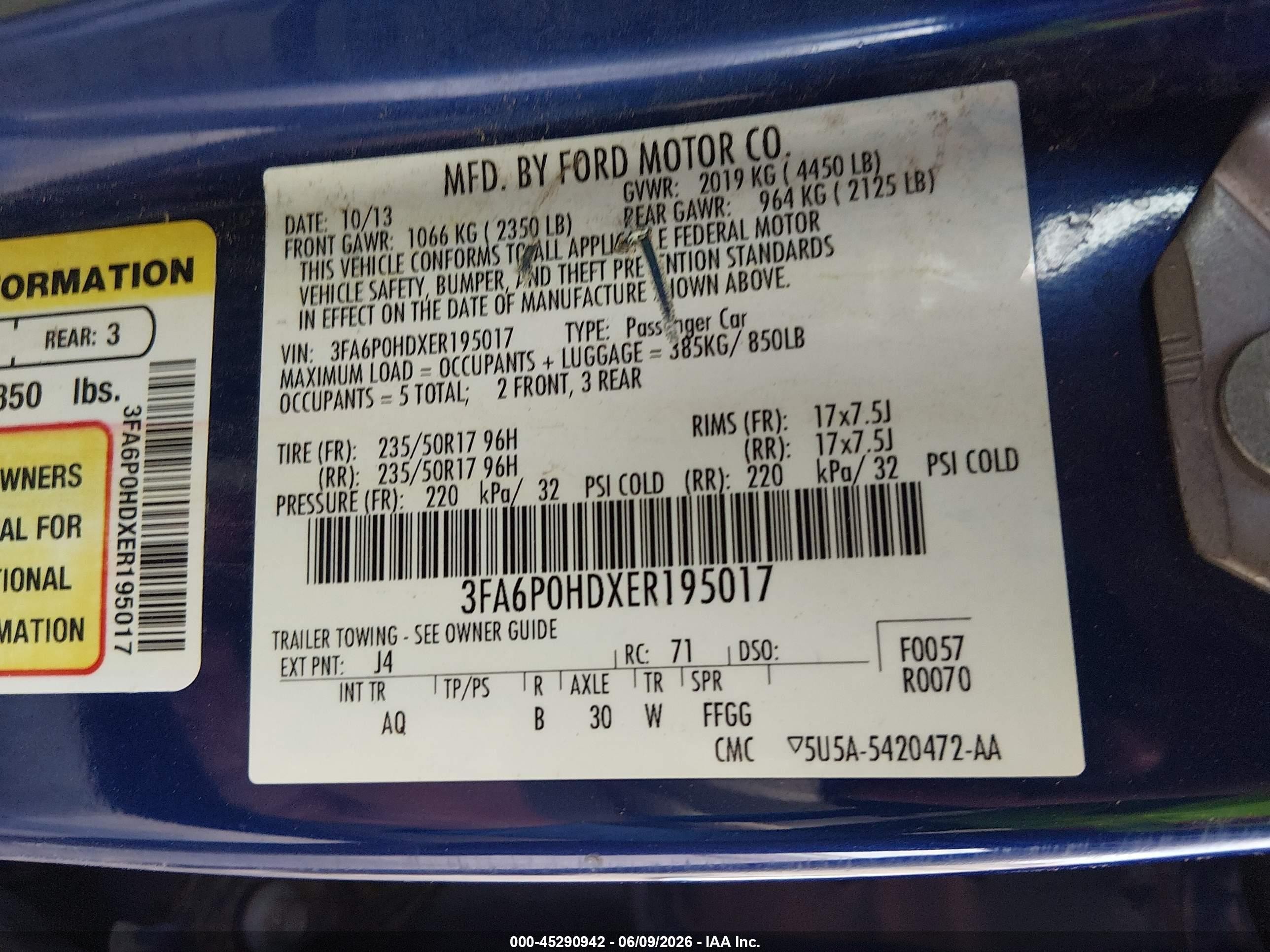 2014 Ford Fusion Se Синий vin: 3FA6P0HDXER195017