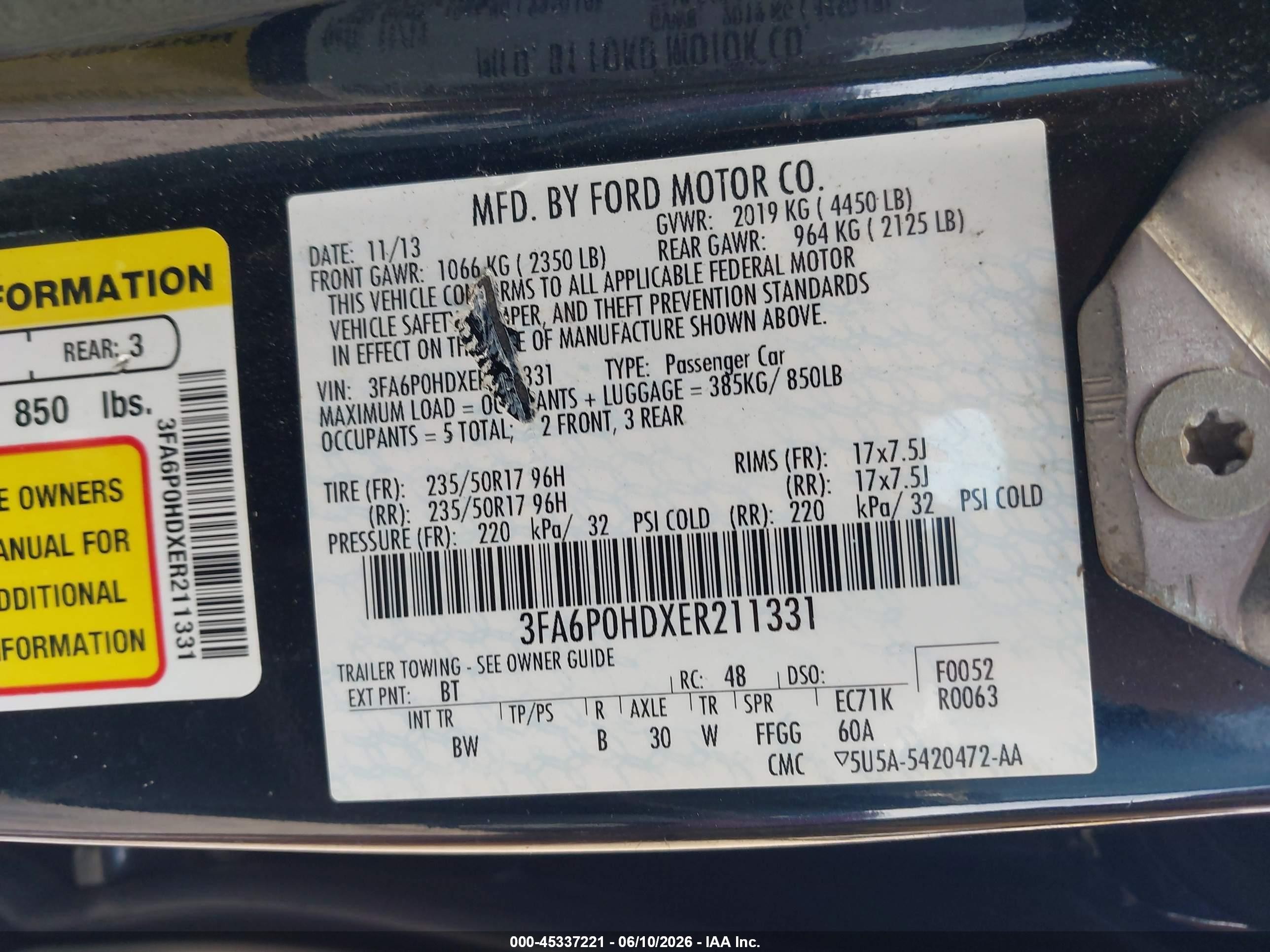 2014 Ford Fusion Se Black vin: 3FA6P0HDXER211331