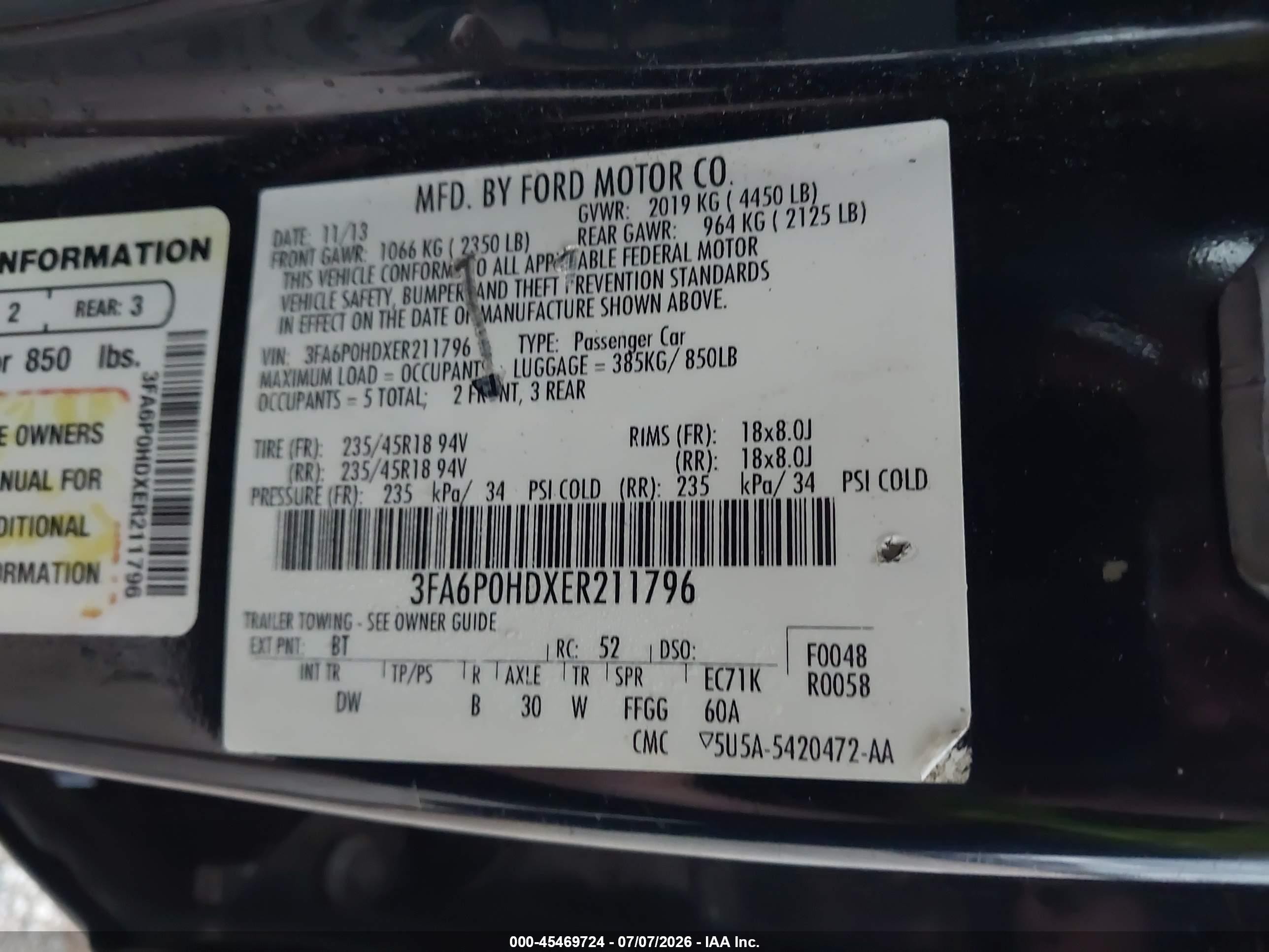 2014 Ford Fusion Se Black vin: 3FA6P0HDXER211796