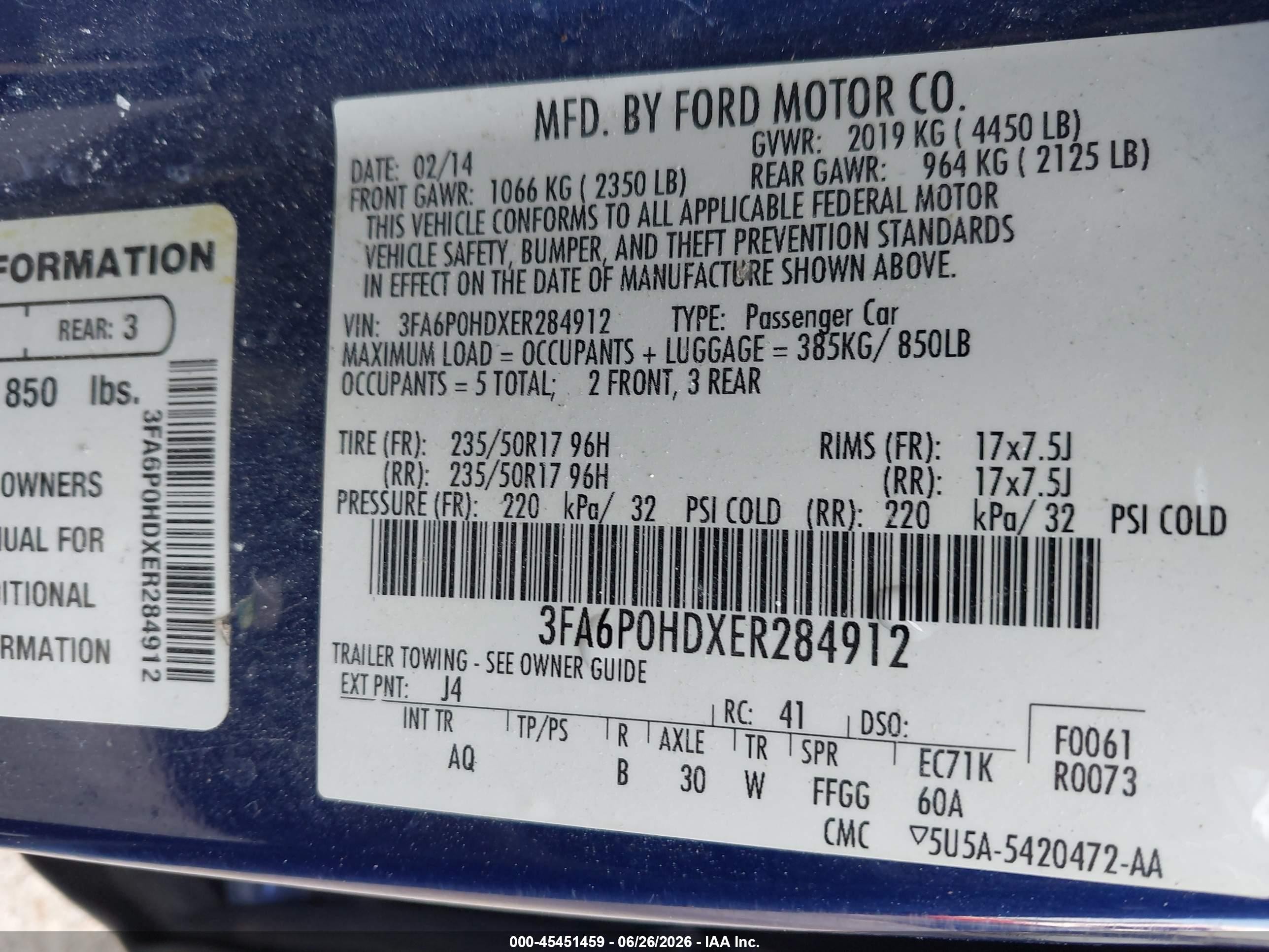 2014 Ford Fusion Se Blue vin: 3FA6P0HDXER284912