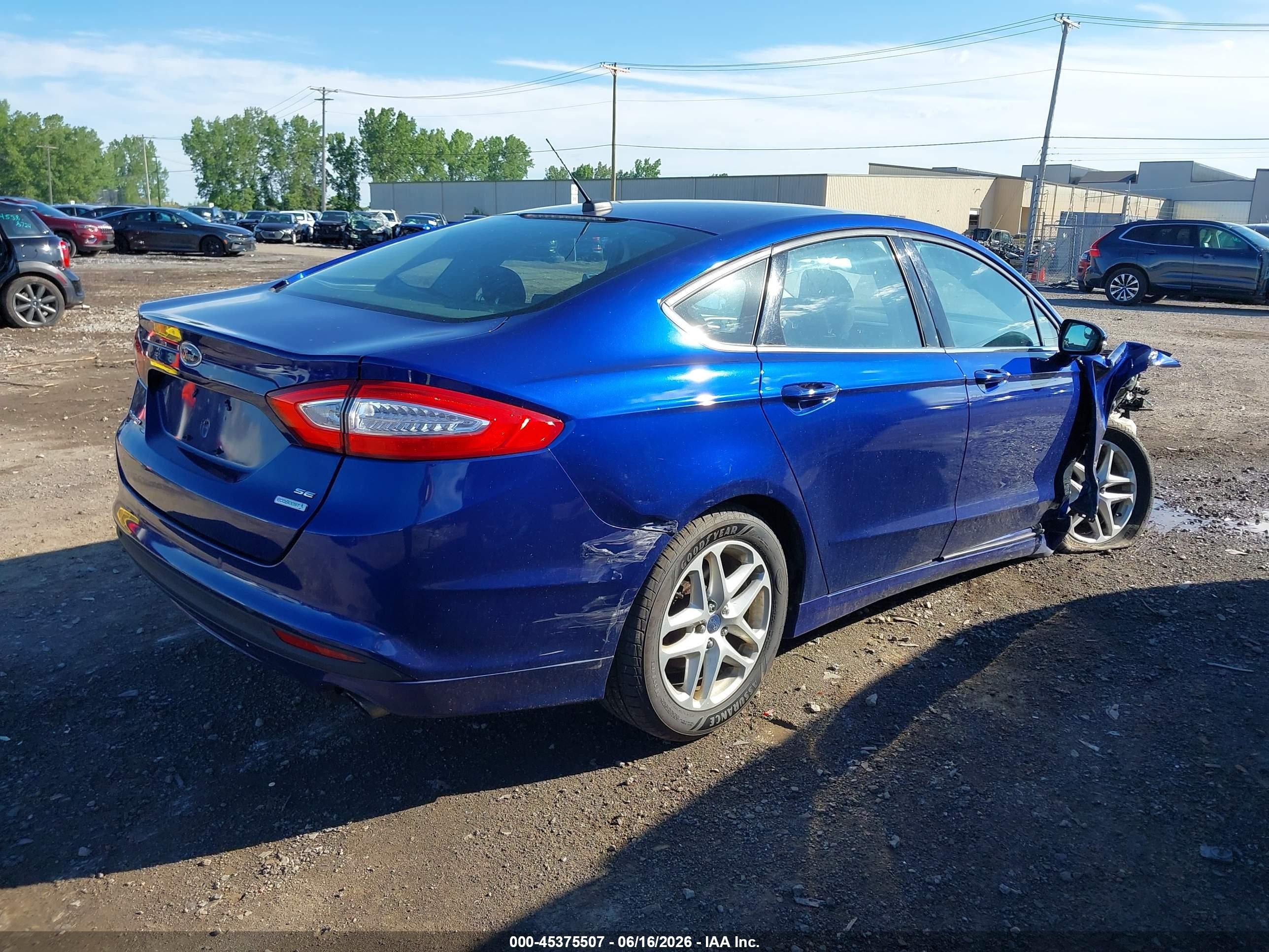 2014 Ford Fusion Se Blue vin: 3FA6P0HDXER313129
