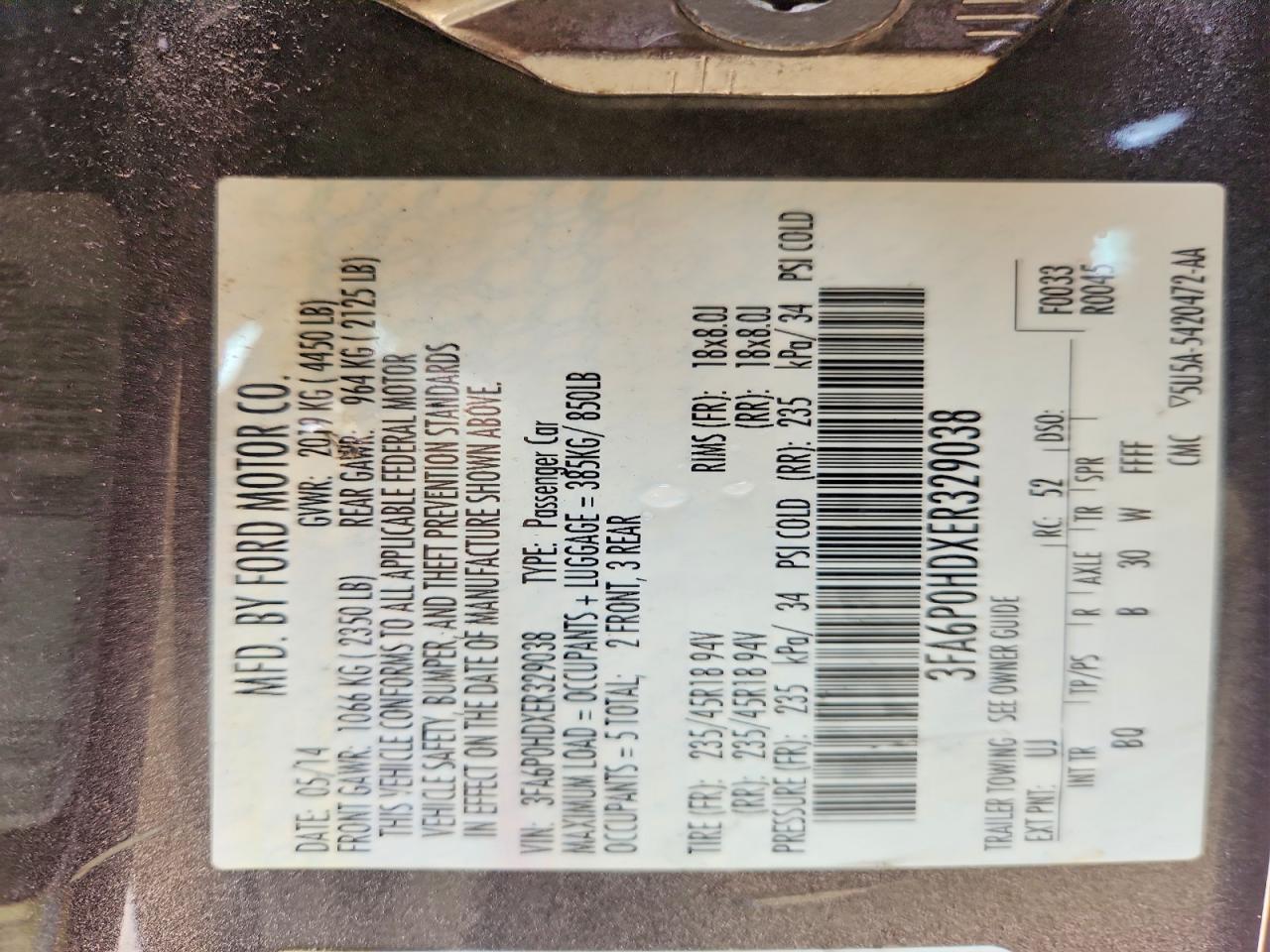 2014 Ford Fusion Se Gray vin: 3FA6P0HDXER329038