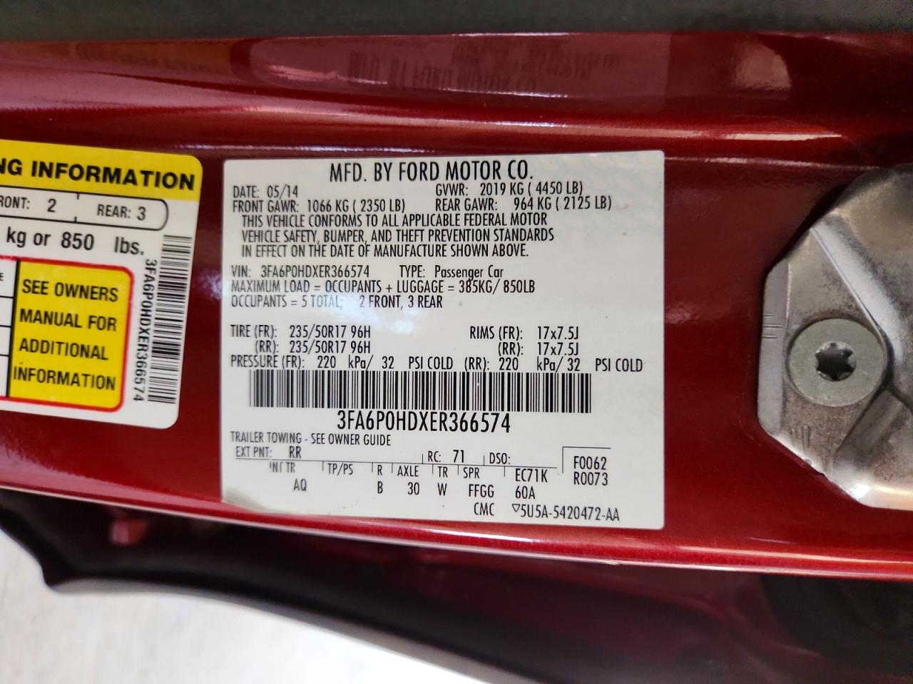 2014 Ford Fusion Se Red vin: 3FA6P0HDXER366574