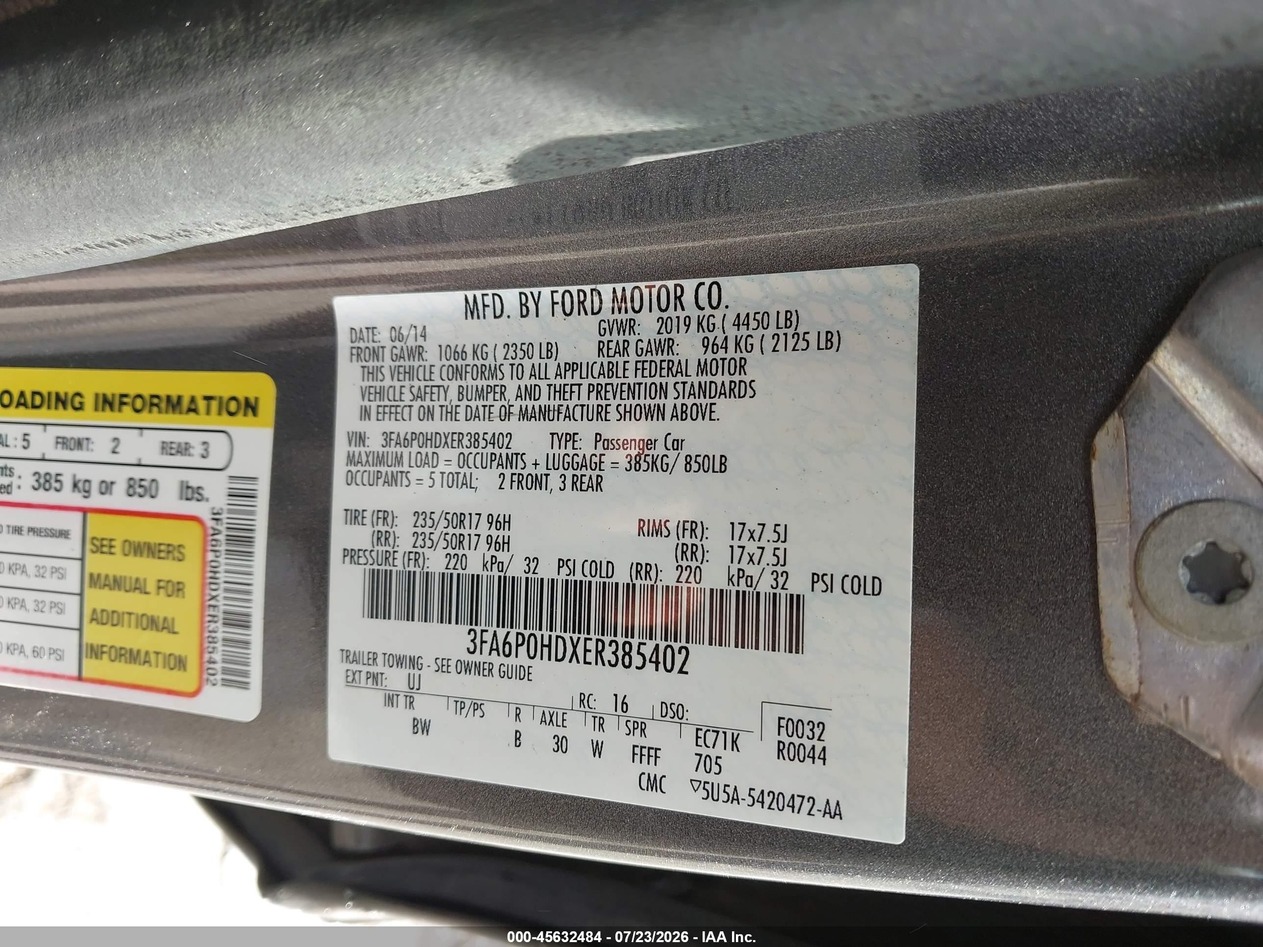 2014 Ford Fusion Se Gray vin: 3FA6P0HDXER385402