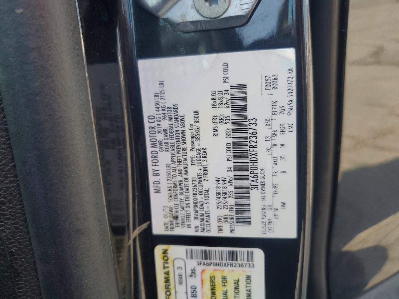 2015 Ford Fusion Se Black vin: 3FA6P0HDXFR236733