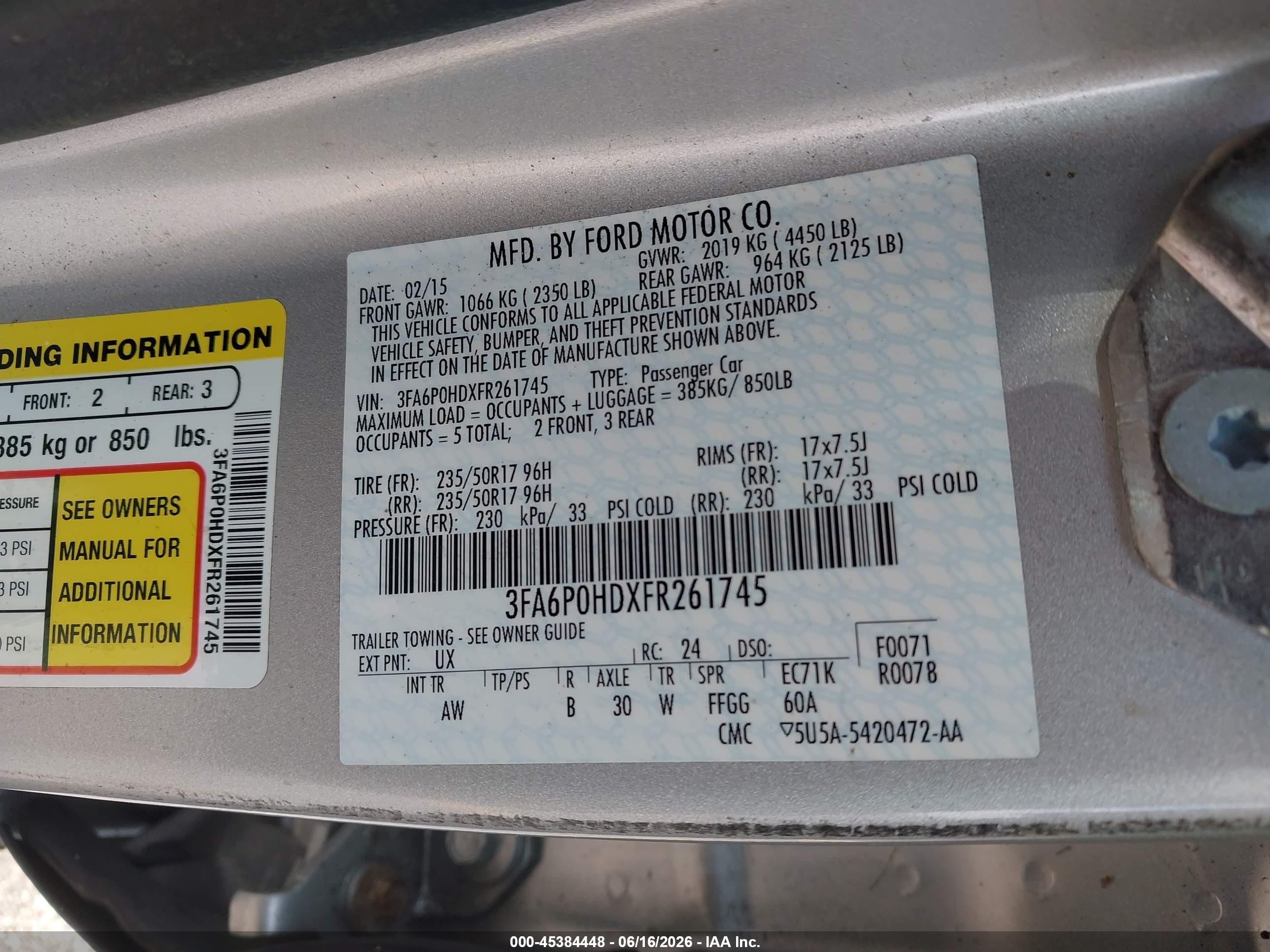 2015 Ford Fusion Se Silver vin: 3FA6P0HDXFR261745
