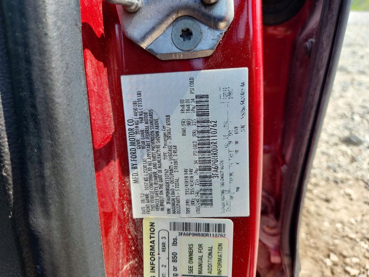 2013 Ford Fusion Se Maroon vin: 3FA6P0HR0DR110762