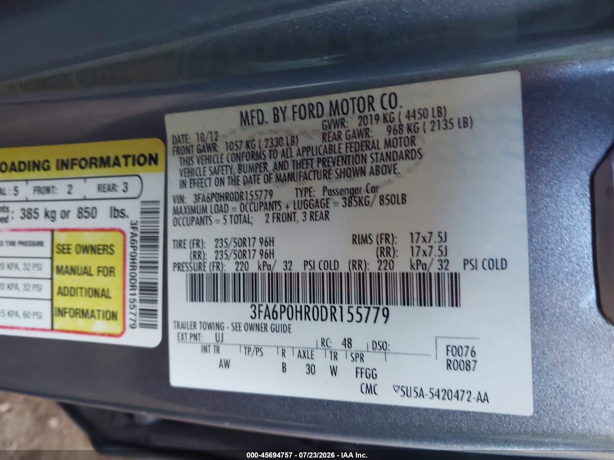 2013 Ford Fusion Se Gray vin: 3FA6P0HR0DR155779