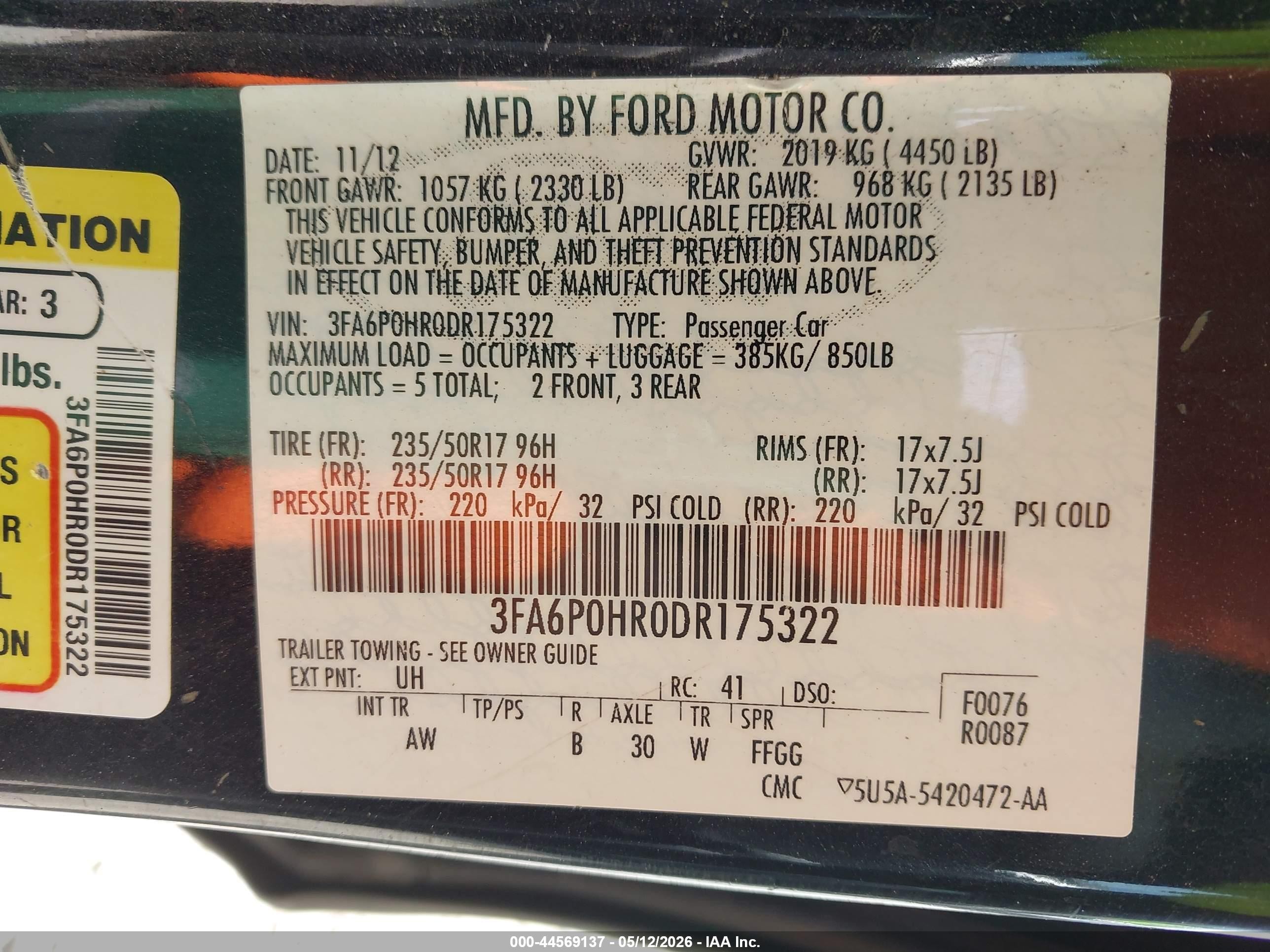 2013 Ford Fusion Se Black vin: 3FA6P0HR0DR175322