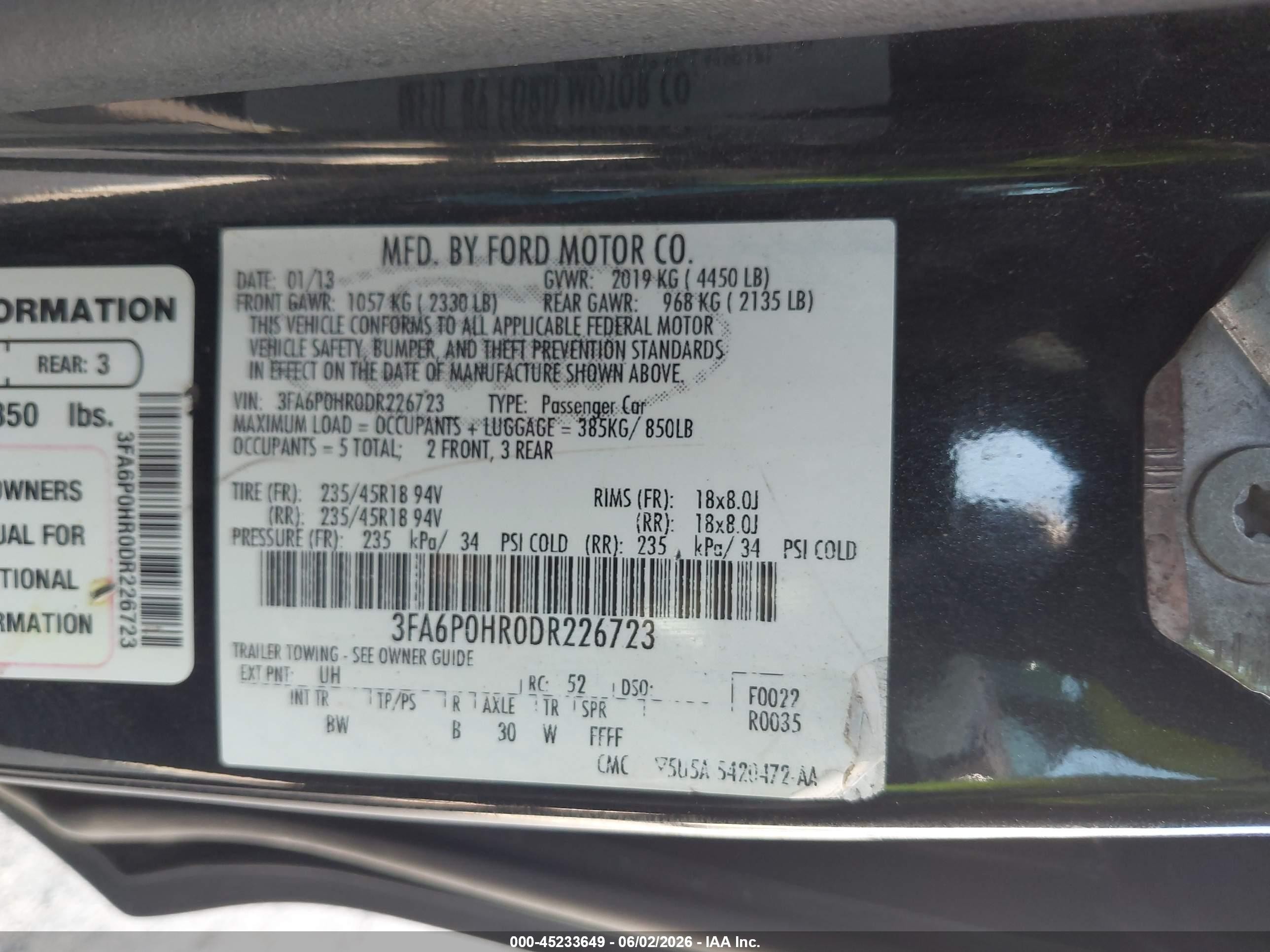 2013 Ford Fusion Se Black vin: 3FA6P0HR0DR226723