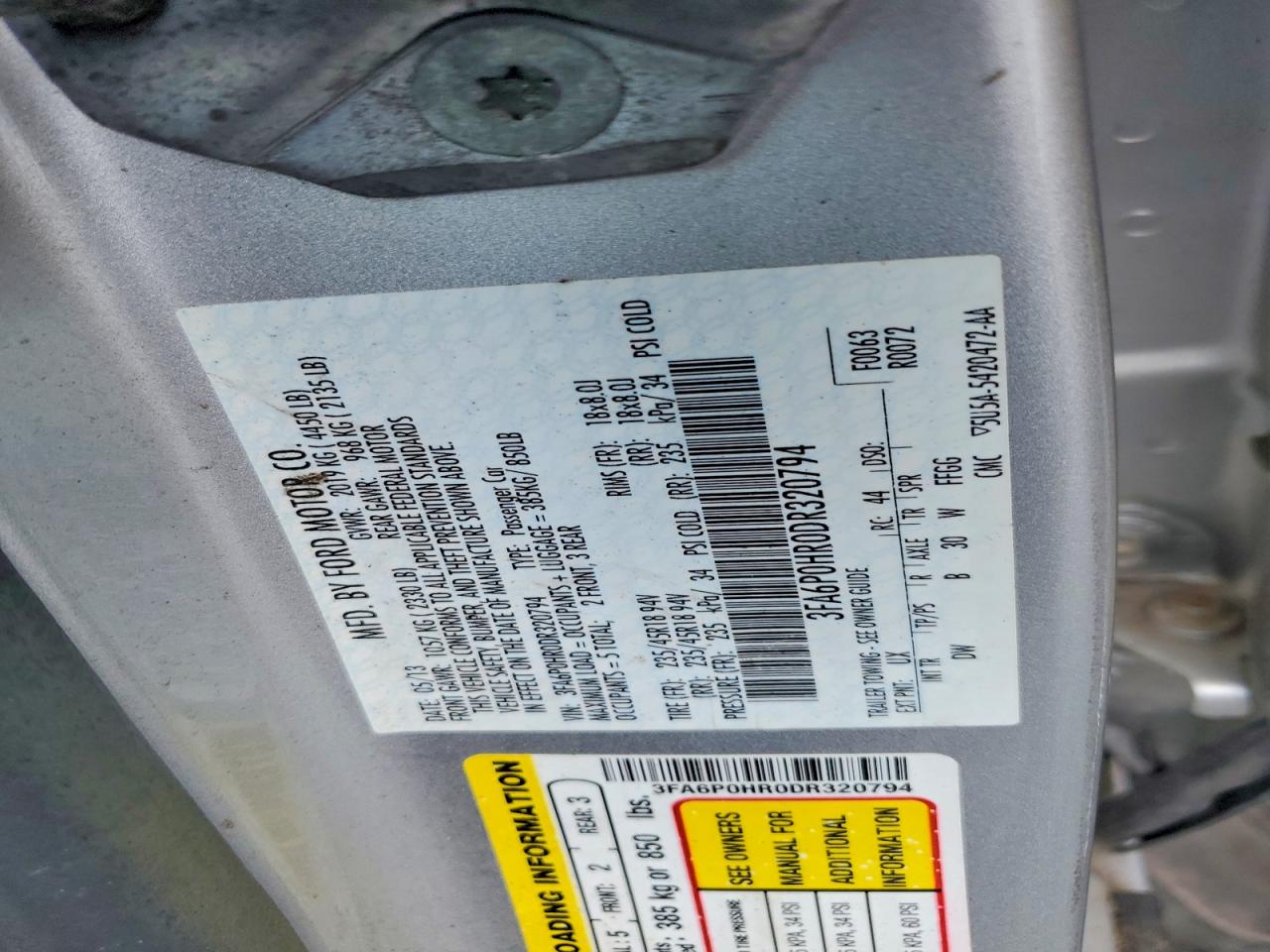 2013 Ford Fusion Se Silver vin: 3FA6P0HR0DR320794