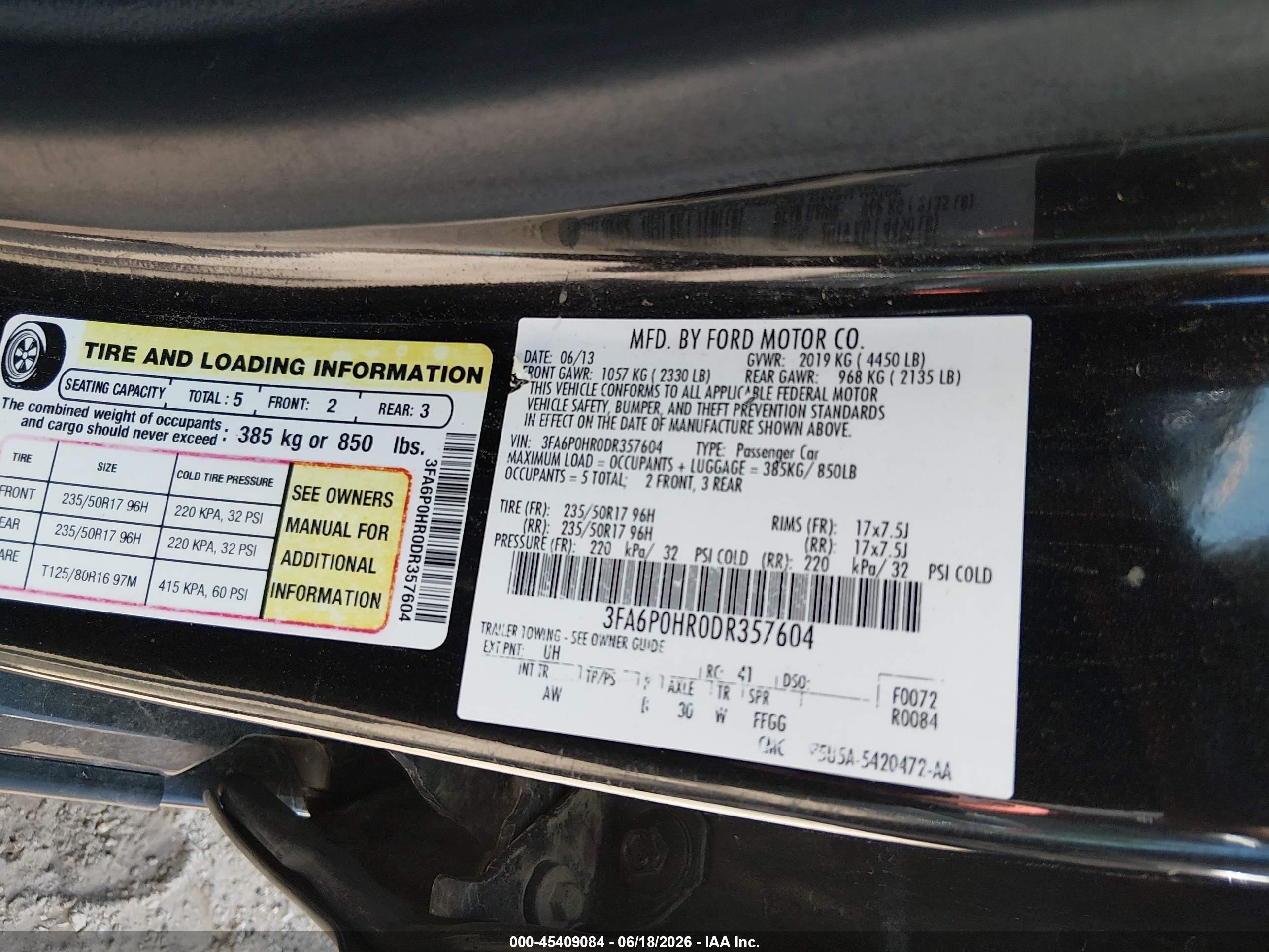 2013 Ford Fusion Se Черный vin: 3FA6P0HR0DR357604