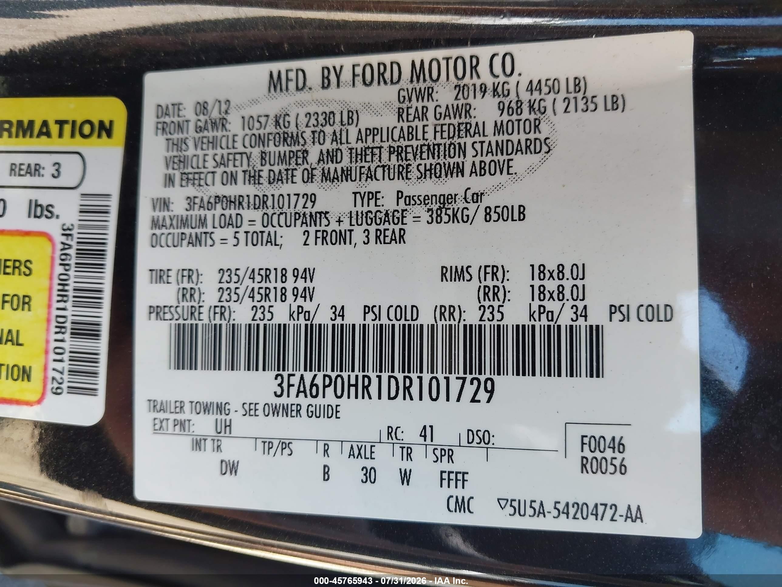 2013 Ford Fusion Se Черный vin: 3FA6P0HR1DR101729