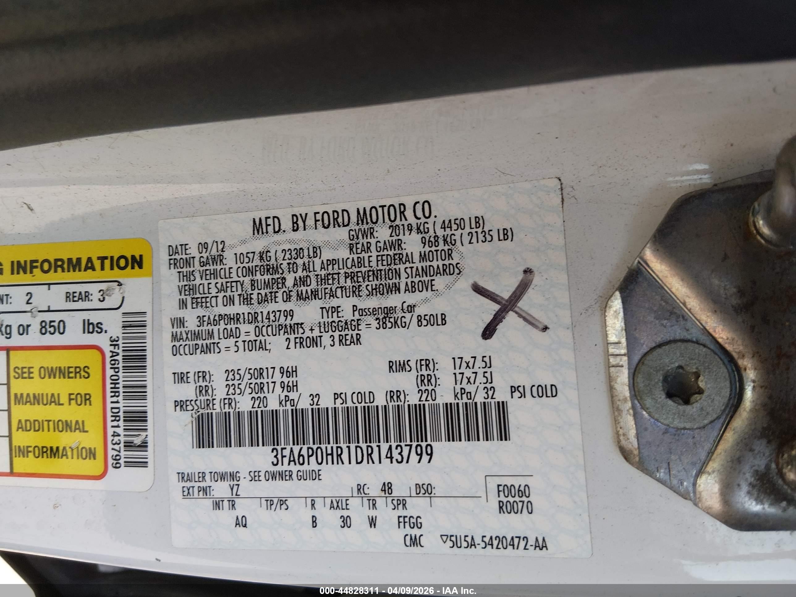 2013 Ford Fusion Se White vin: 3FA6P0HR1DR143799