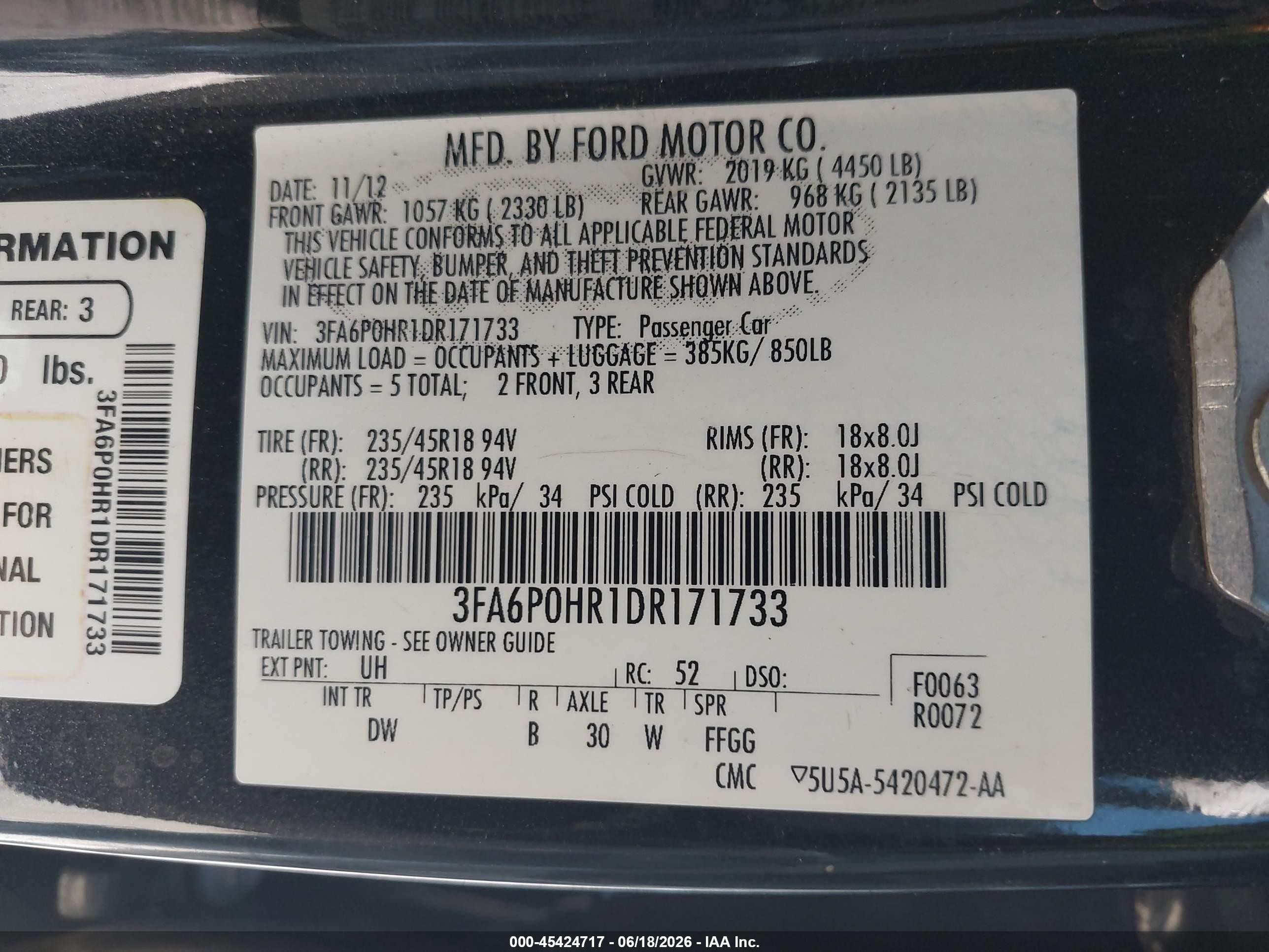 2013 Ford Fusion Se Черный vin: 3FA6P0HR1DR171733