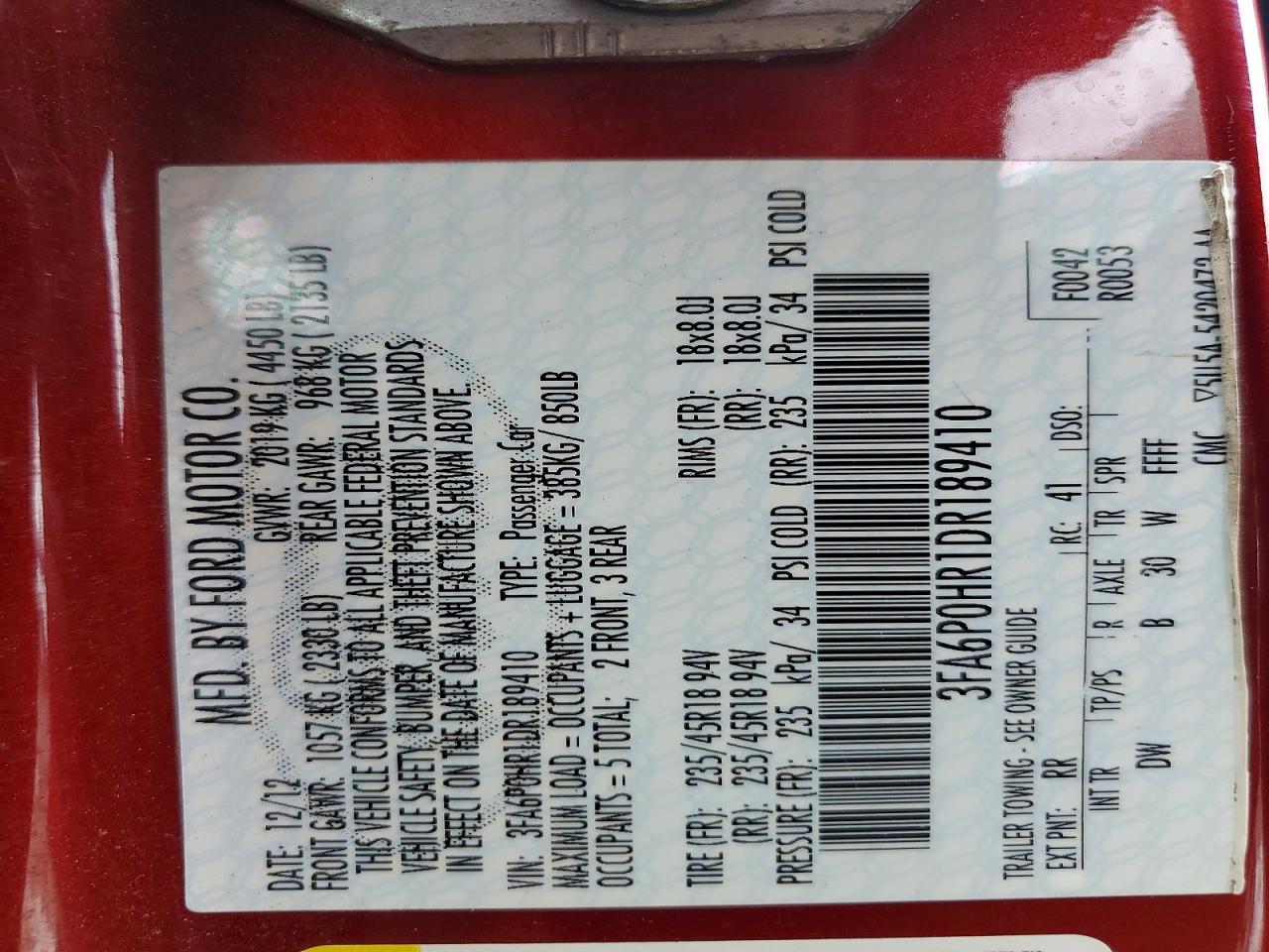 2013 Ford Fusion Se Красный vin: 3FA6P0HR1DR189410