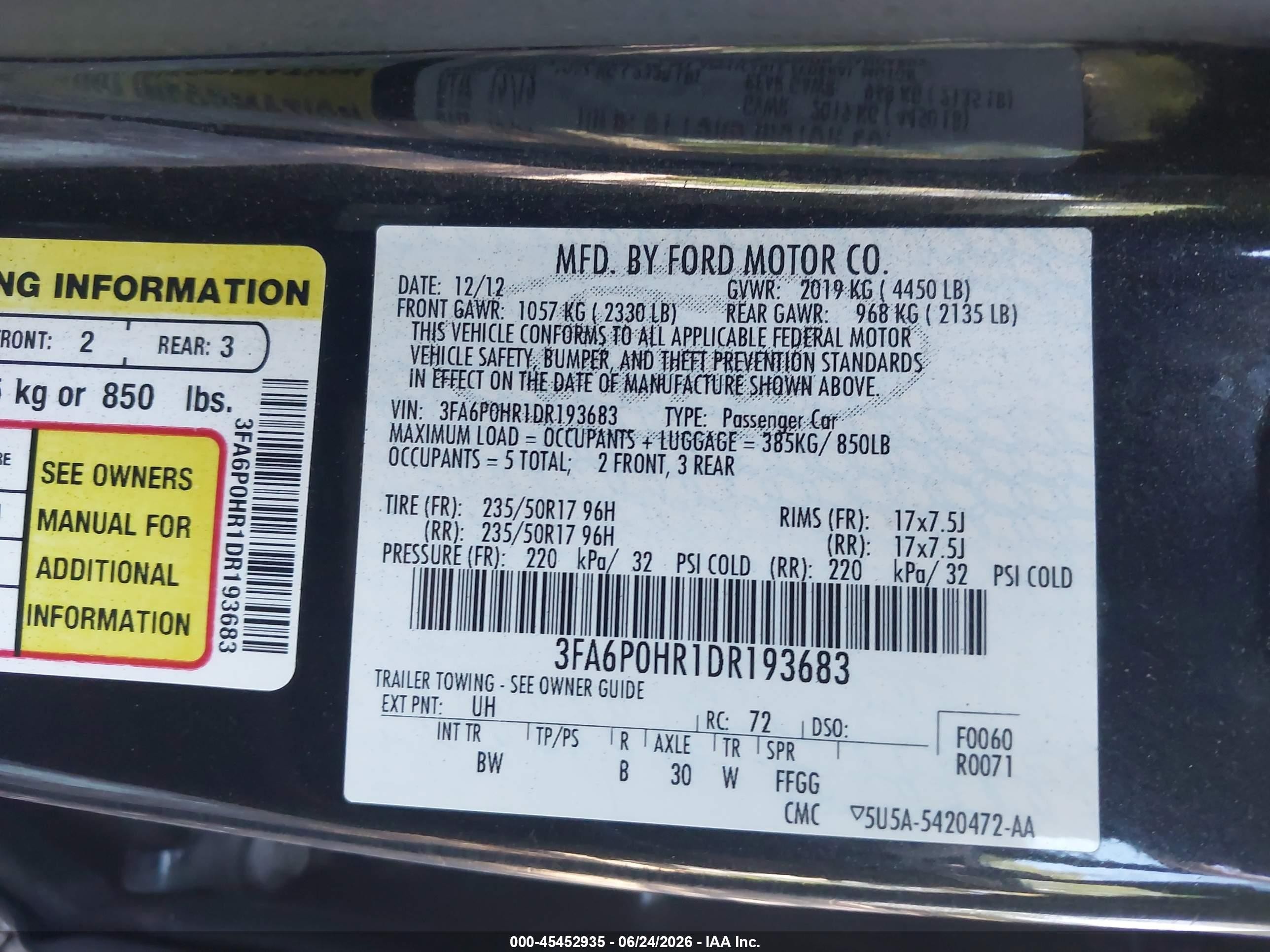2013 Ford Fusion Se Black vin: 3FA6P0HR1DR193683