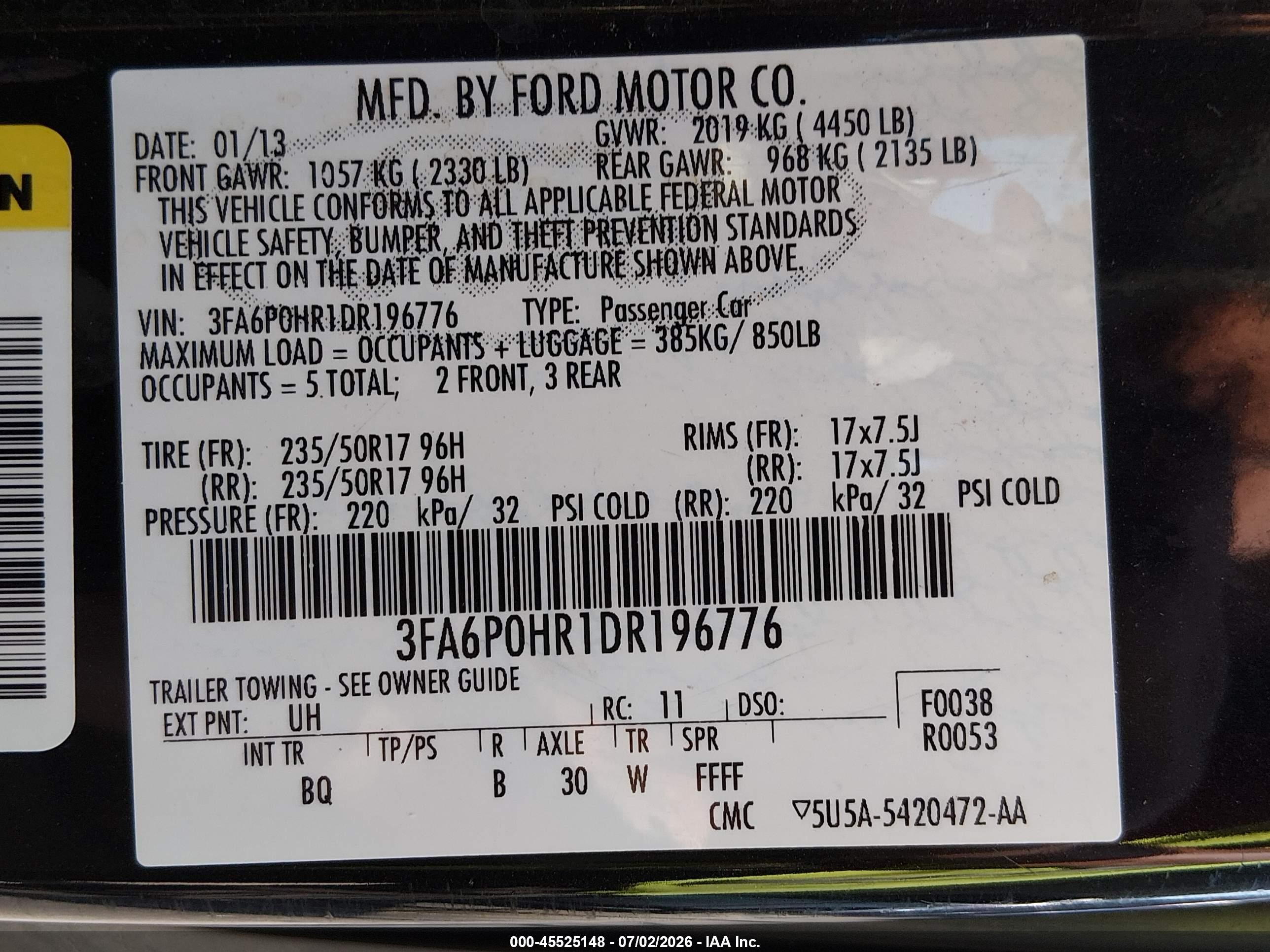 2013 Ford Fusion Se Black vin: 3FA6P0HR1DR196776