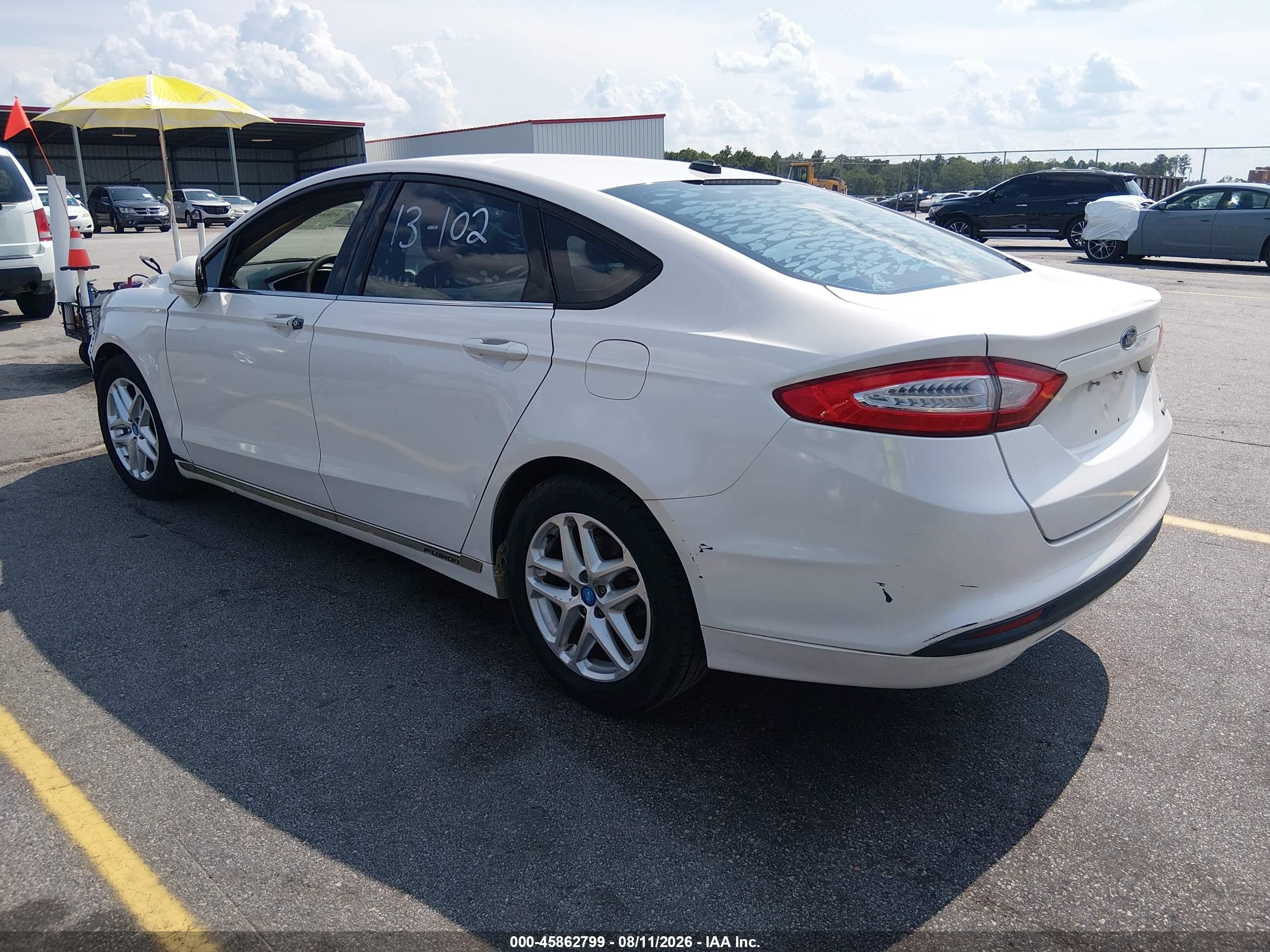 2013 Ford Fusion Se White vin: 3FA6P0HR1DR246835