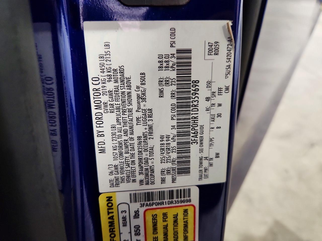 2013 Ford Fusion Se Blue vin: 3FA6P0HR1DR359698