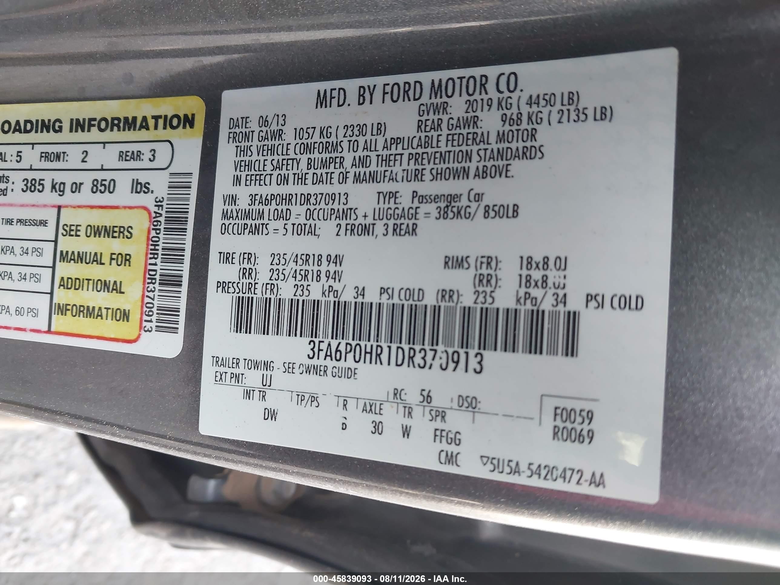 2013 Ford Fusion Se Черный vin: 3FA6P0HR1DR370913